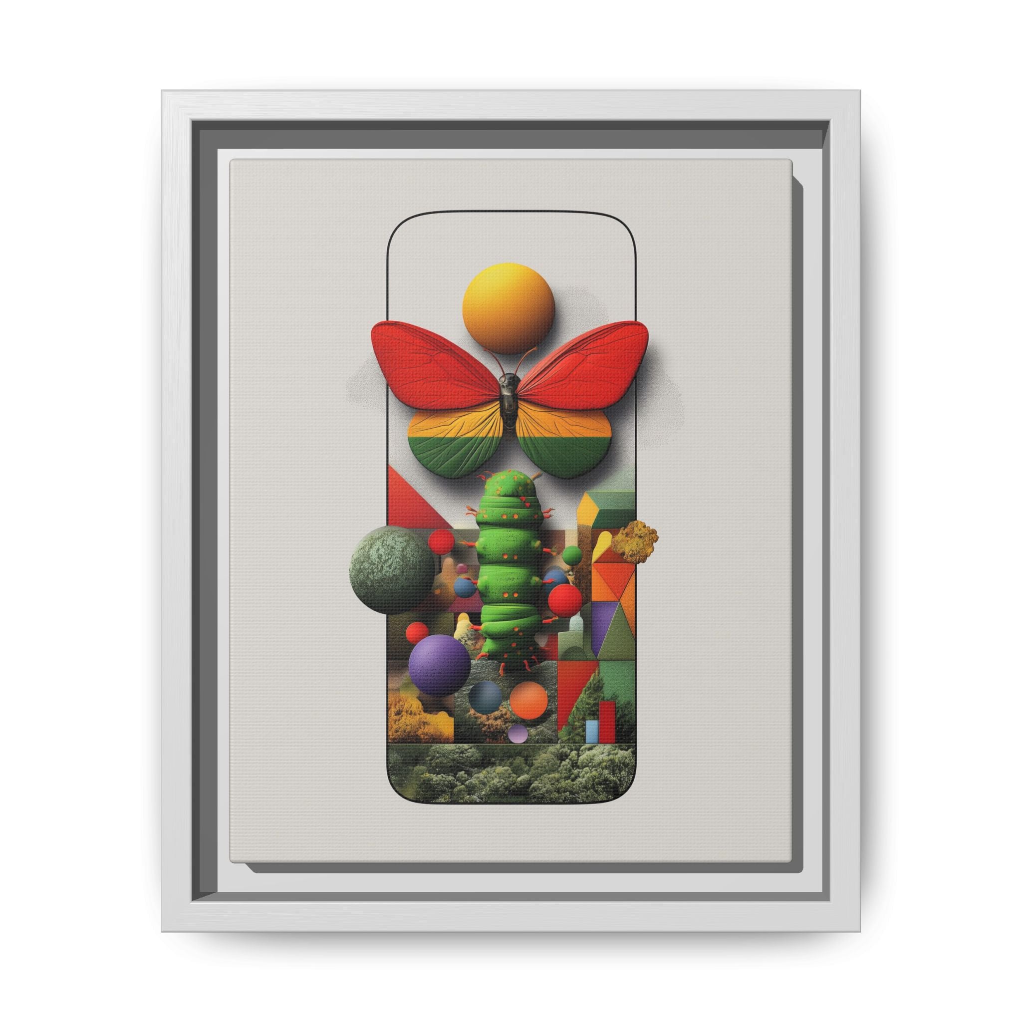 Metamorphosis Framed Print : Geometric Nature Transformation, Vibrant Butterfly Composition   |  Personalized & Custom Orders Available