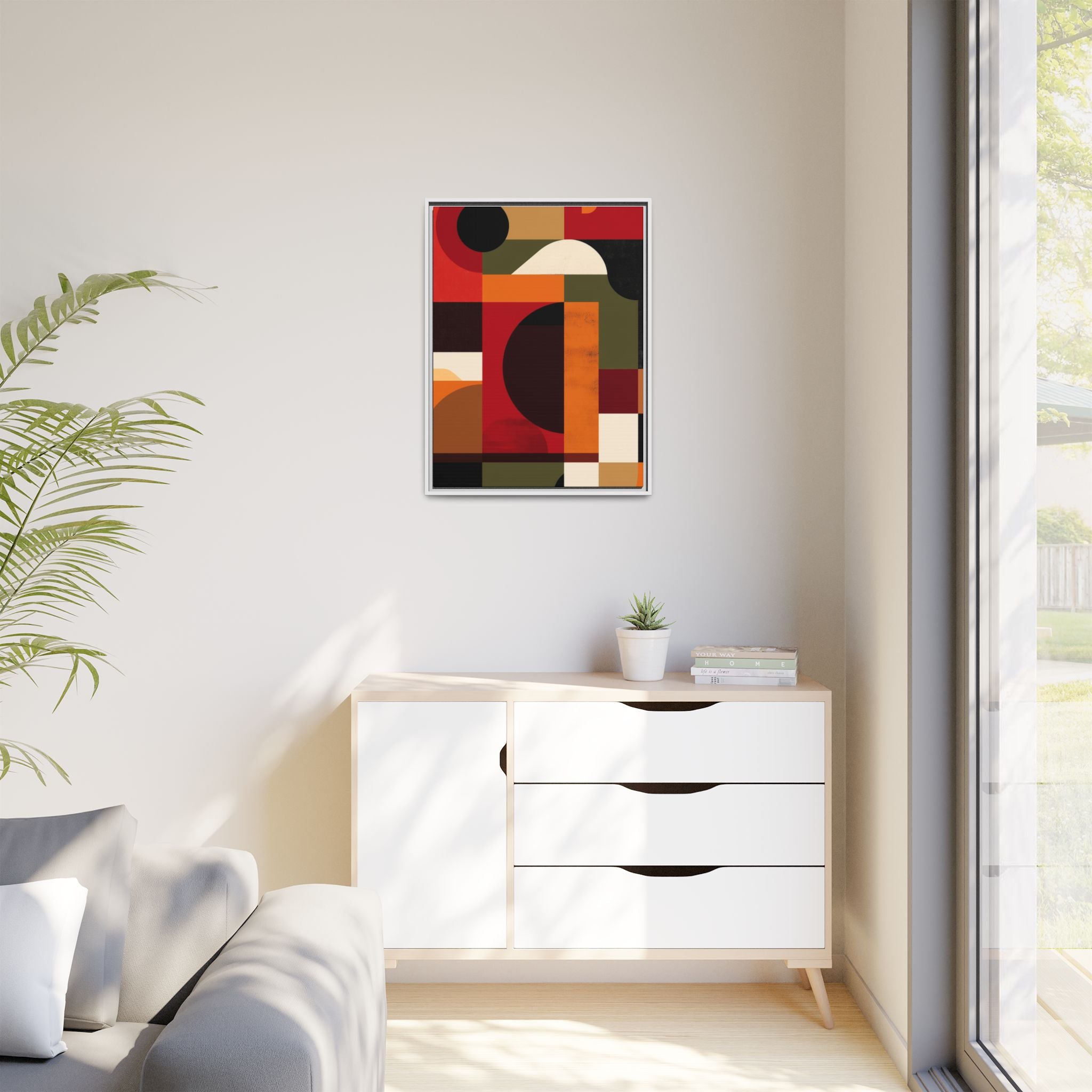 Geometric Convergence: Abstract Bauhaus Design, Constructivist Color Blocks, Architectural Art Composition   |   Custom Orders Accepted