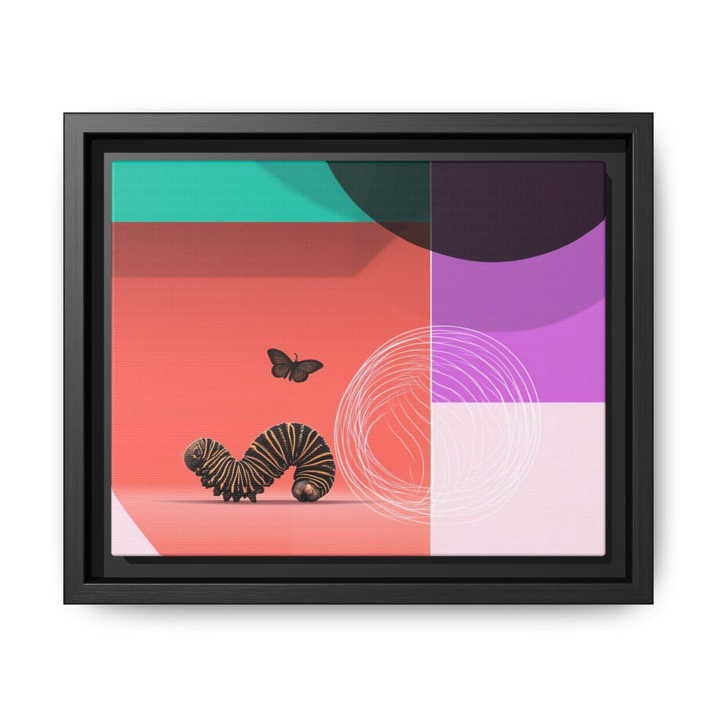 Striped Caterpillar and Butterfly Framed Print , Mid-Century Modern Color Blocks   |  Personalized & Custom Orders Available