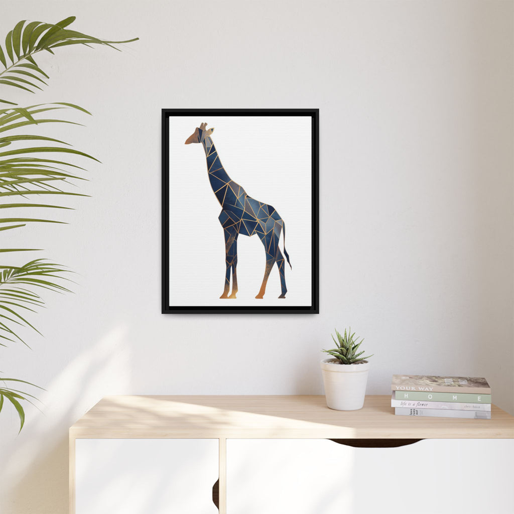 Geometric Giraffe Framed Print : Faceted Blue Mosaic, Modern Wildlife Art   |  Personalized & Custom Orders Available