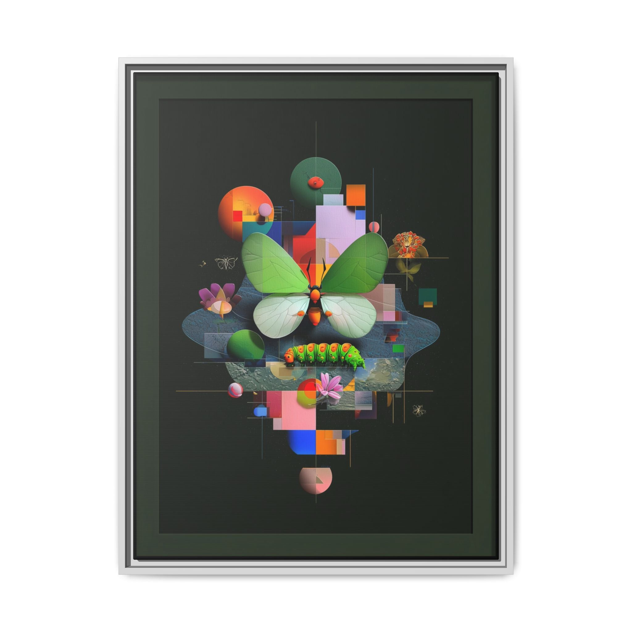 Metamorphosis Geometry Framed Print : Digital Nature Synthesis, Butterfly Abstraction   |  Personalized & Custom Orders Available