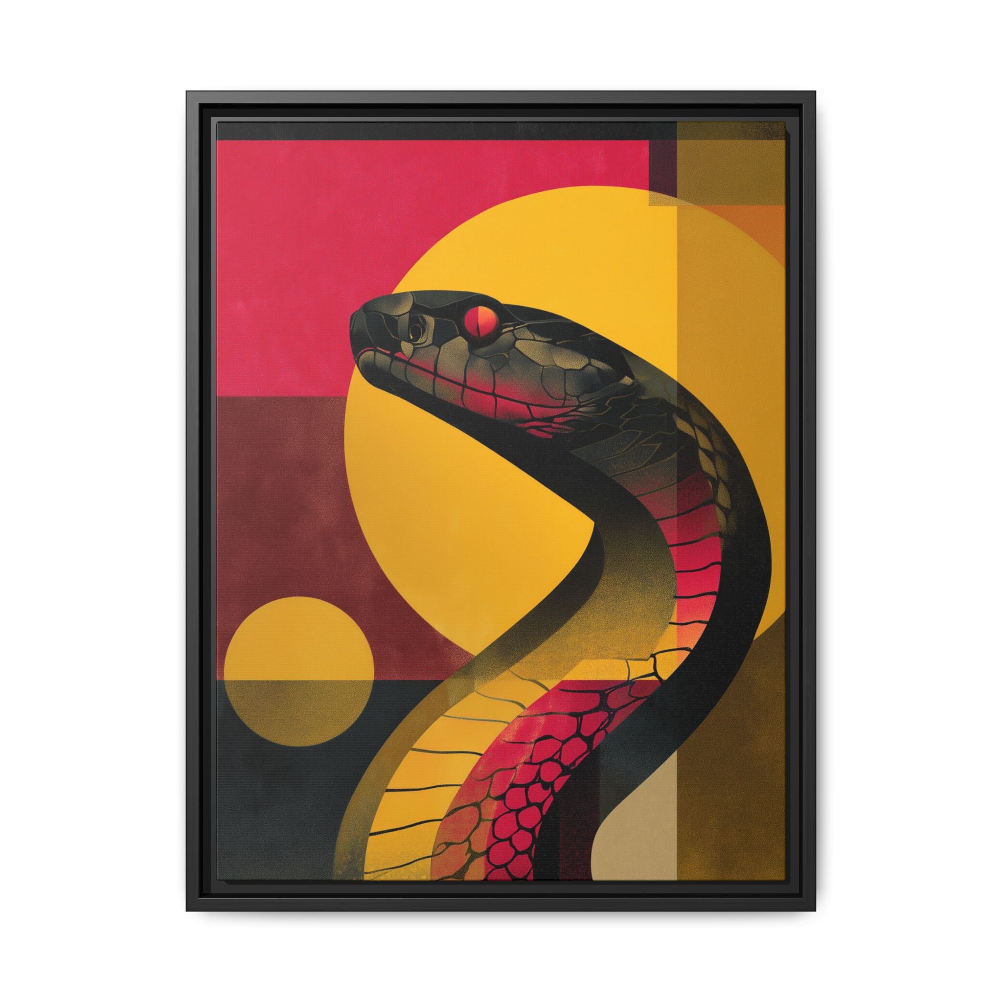 Framed Print, Geometric Snake Wall Art Print, Matte Canvas Picture, Home Decor Gift, Multi-color Serpent Poster, Modern Abstract Artwork
