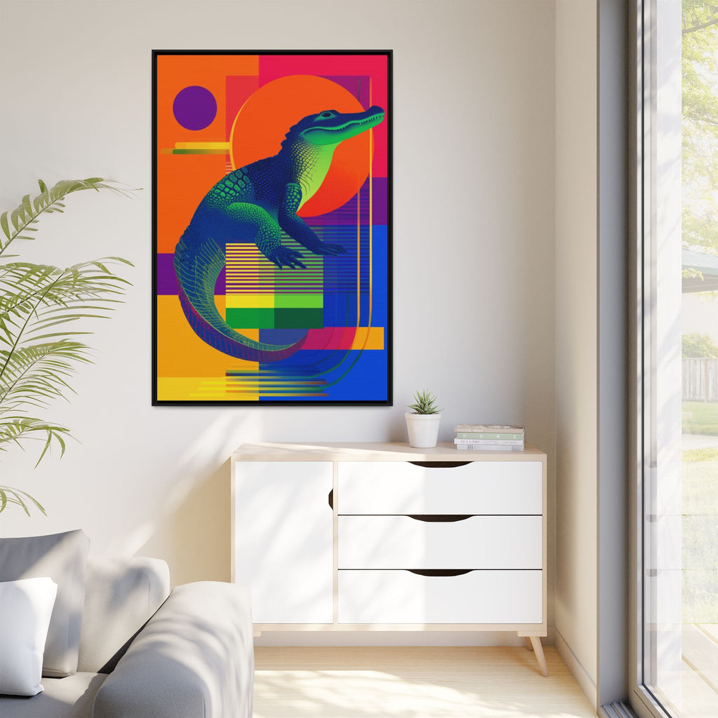 Geometric Alligator Framed Print: Pop Art Reptile, Vibrant Gradient Composition   |  Personalized & Custom Orders Available