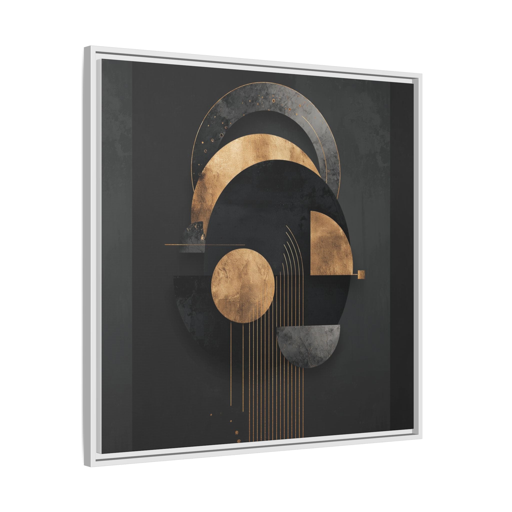 Geometric Resonance: Abstract Gold and Black Design, Minimalist Architectural Art, Modern Metallic Composition   |   Custom Orders Accepted