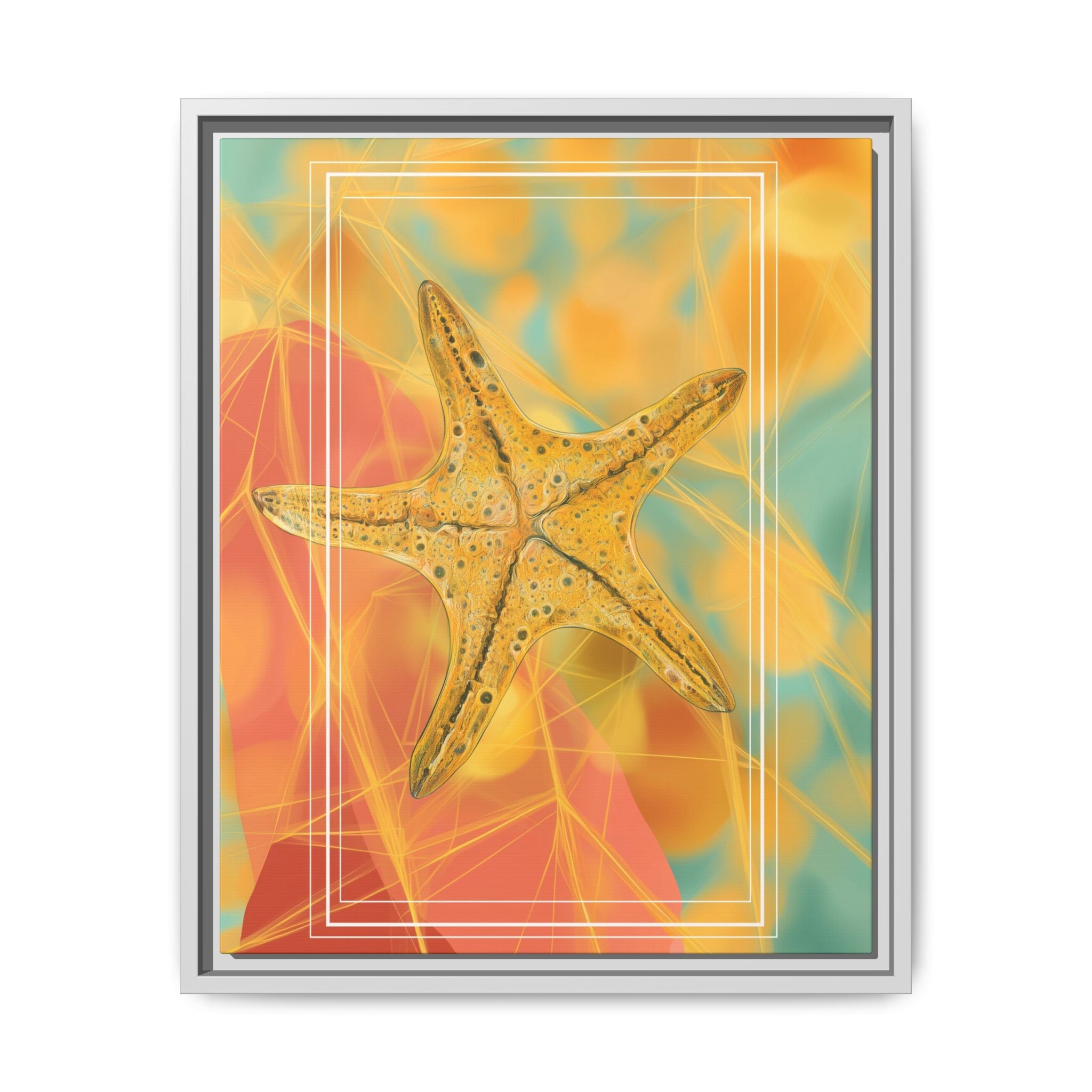 Celestial Starfish: Marine Geometry in Golden Hues, Tropical Oceanic Texture   |    Custom Orders Available