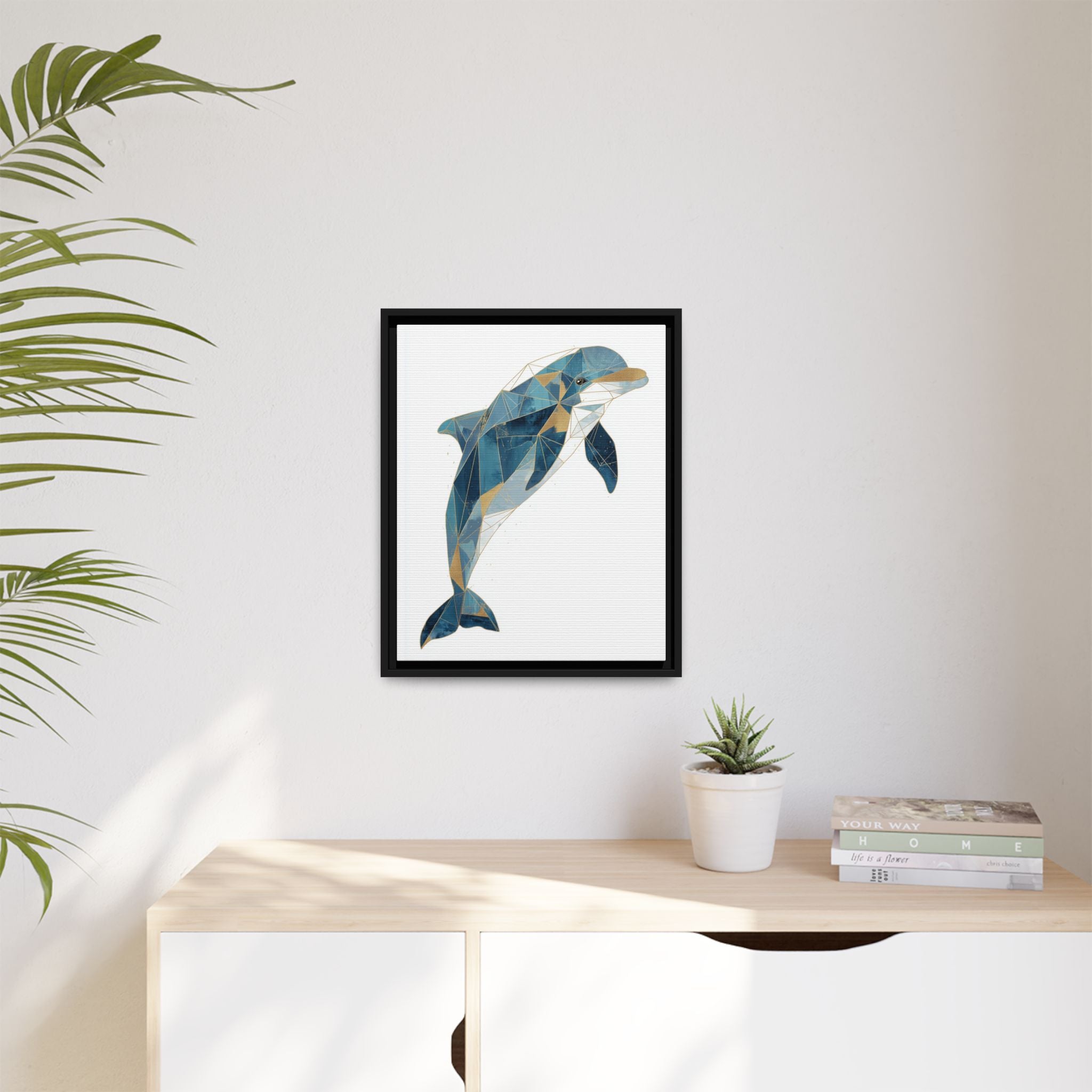 Oceanic Geometry: Dolphin in Blue Polygons, Modern Marine Art   |  Personalized & Custom Orders Available