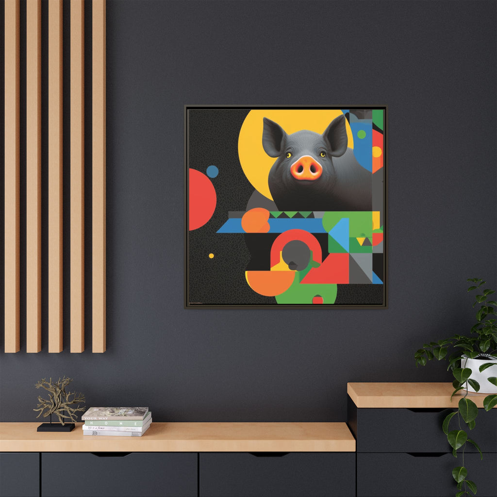 Geometric Pig Poster: Abstract Graphic Design, Colorful Modernist Composition   |    Custom Orders Available