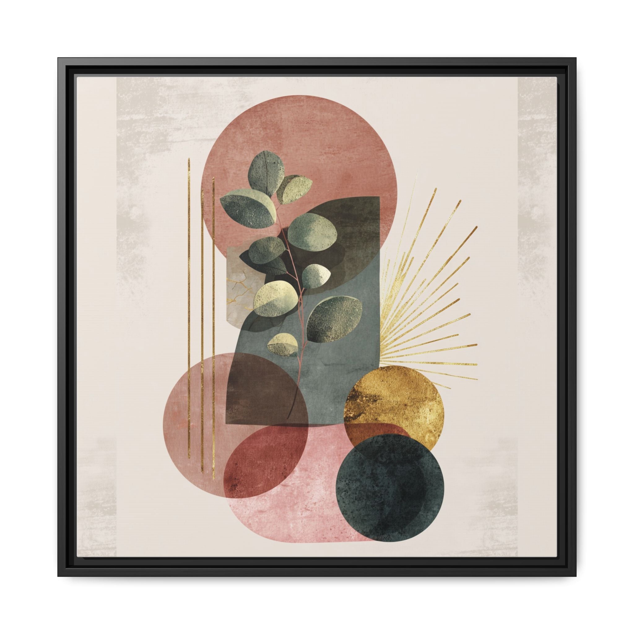 Botanical Geometric Symphony: Eucalyptus Harmony, Metallic Intersections, Modern Earth Tones   |   Custom Orders Accepted