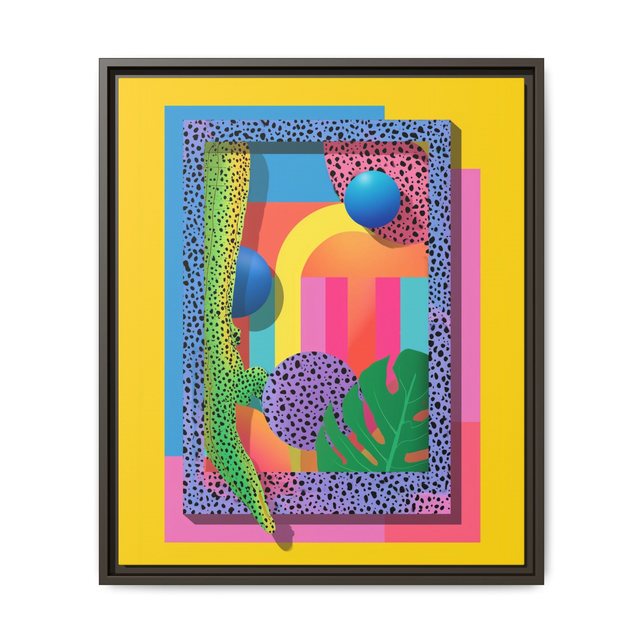 Geometric Rhythms: Abstract Layers of Color, Dimensional Shapes and Tropical Elements, Vibrant Modern Art Composition   |   Custom Orders