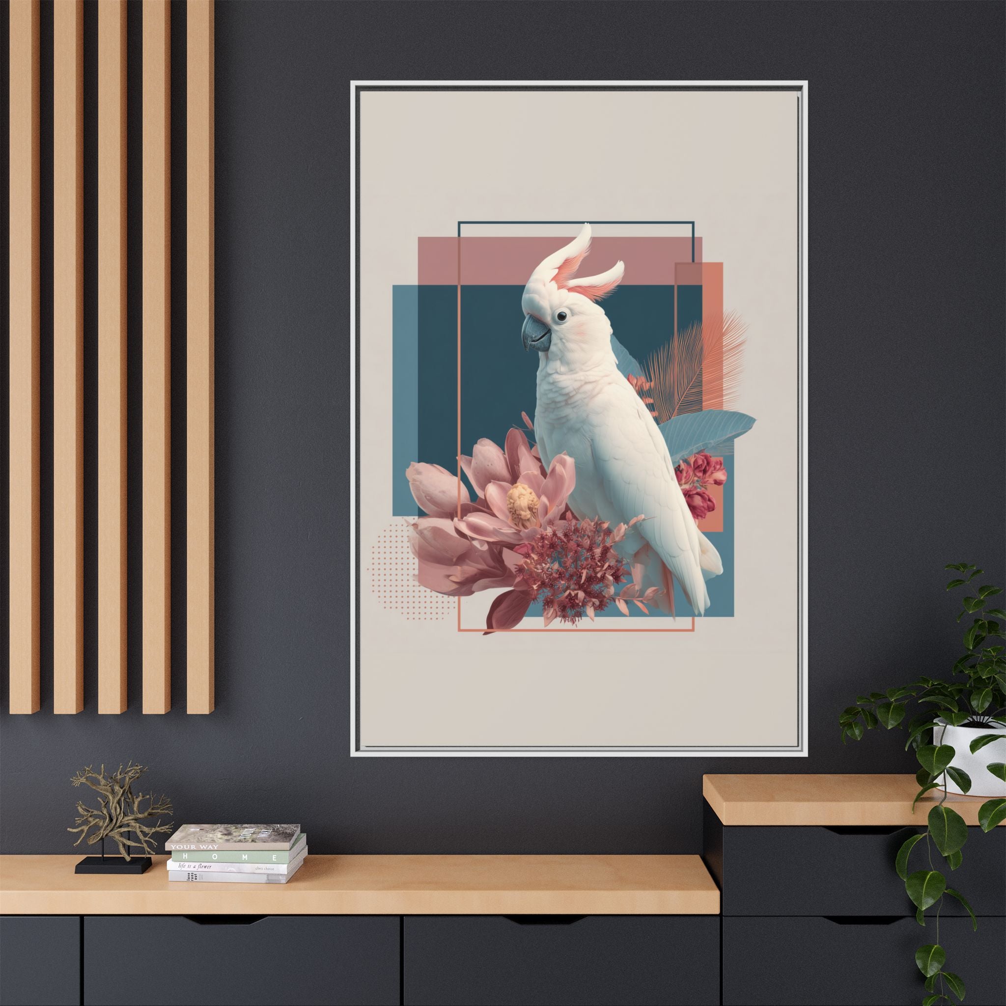 Ethereal Cockatoo: Geometric Wildlife Art, Digital Nature Portrait   |    Custom Orders Available