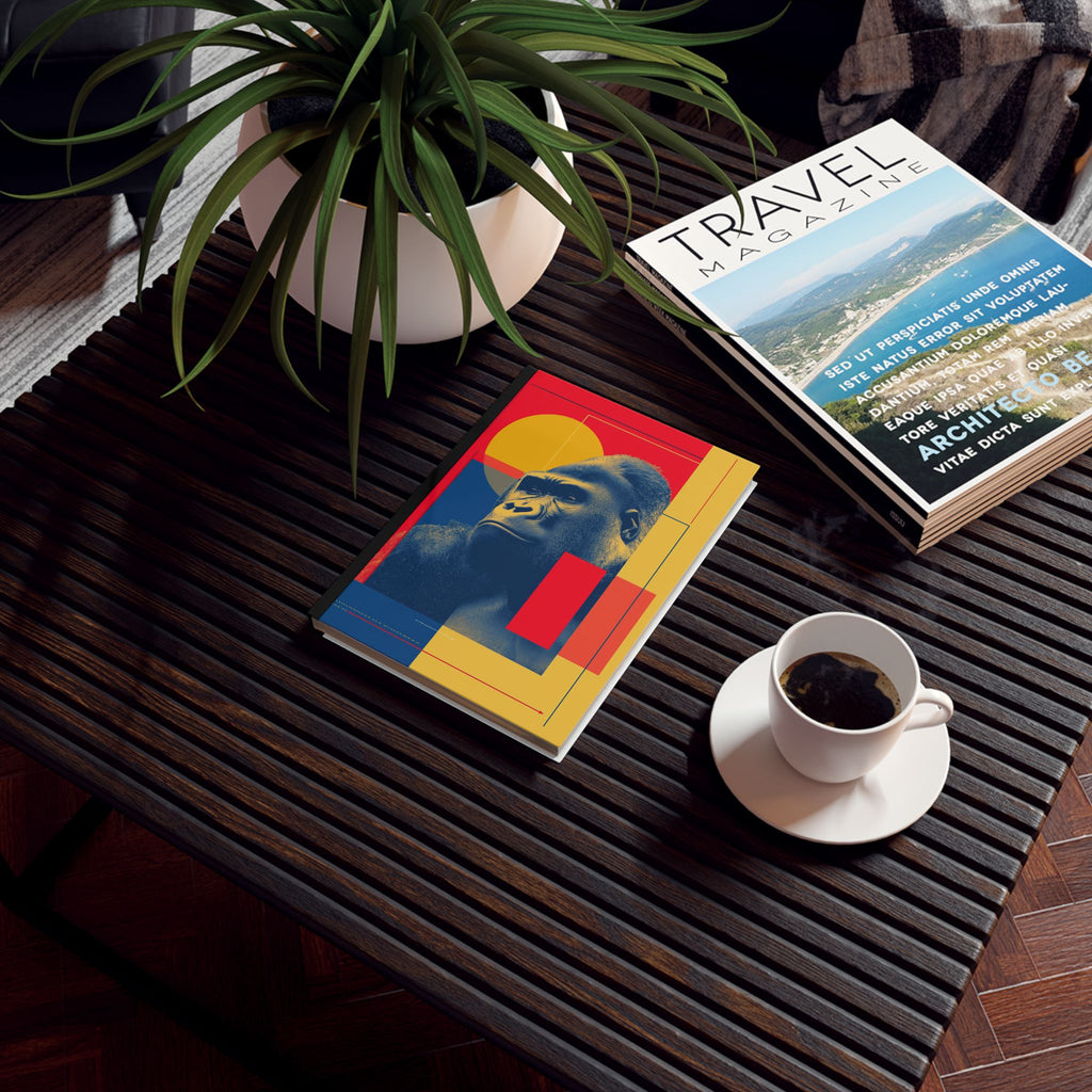 Personalized Journal    |  Primal Reflections: Geometric Wildlife Portrait, Contemporary Art Series, Gorilla Chromatic Expression