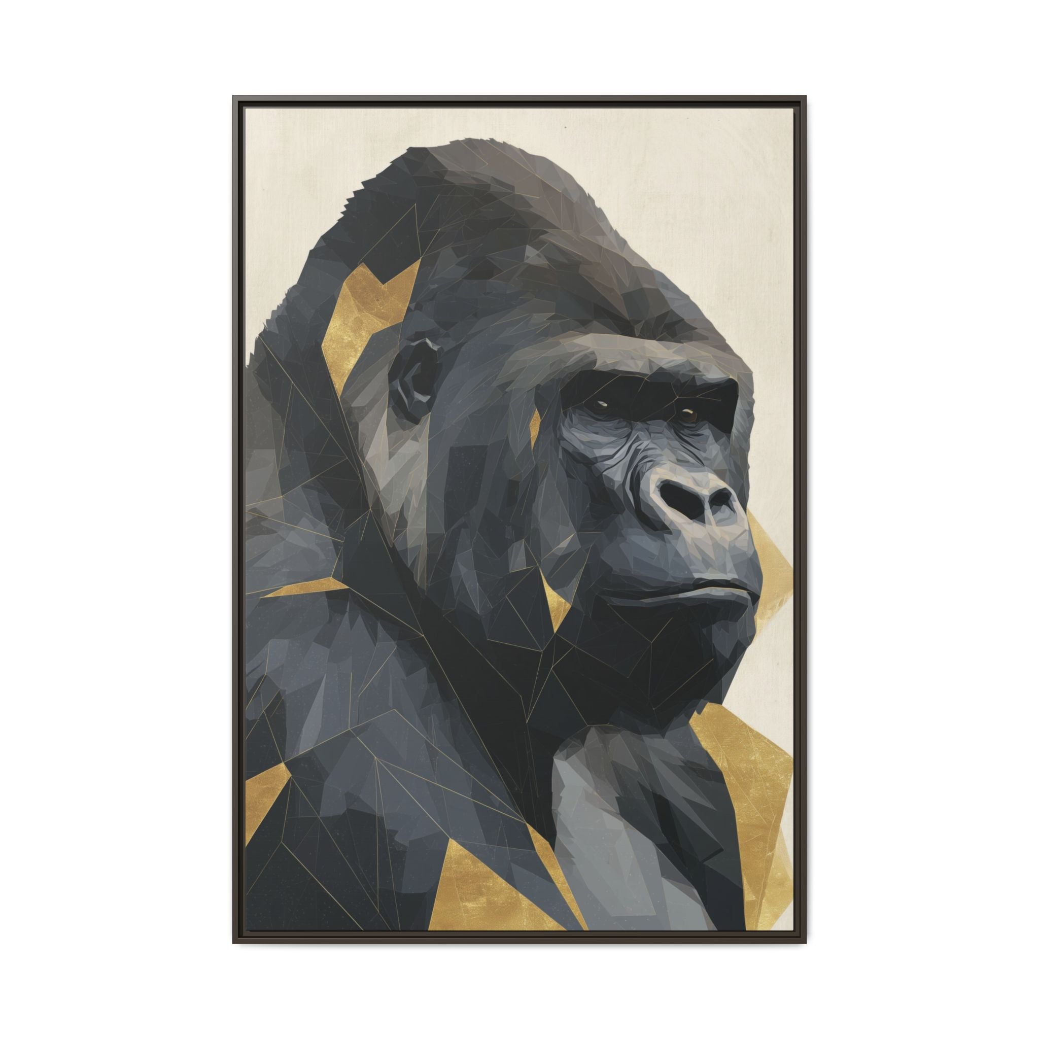 Primal Geometry: Polygonal Gorilla Portrait, Modern Metallic Wildlife Art   |  Personalized & Custom Orders Available