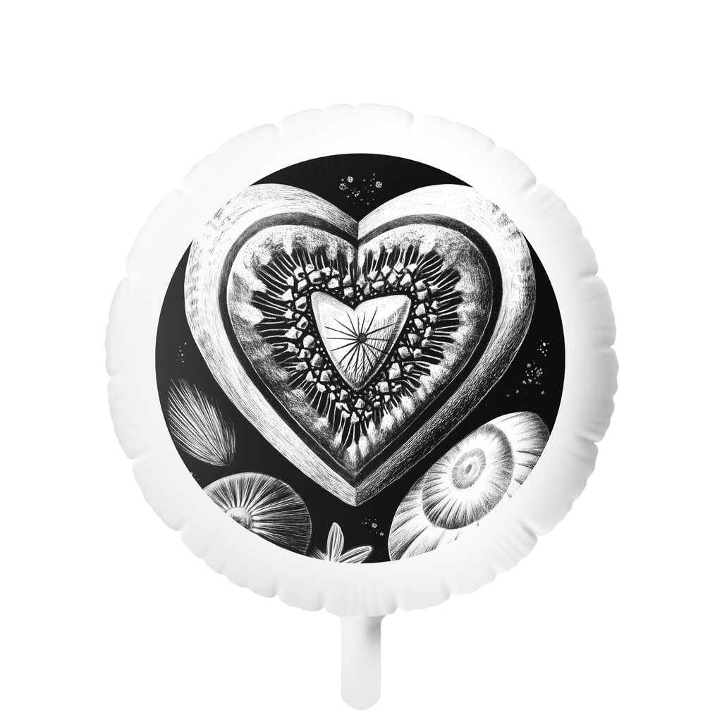 Mylar Heart Balloon — Black & White Vintage Heart Foil Helium Balloon