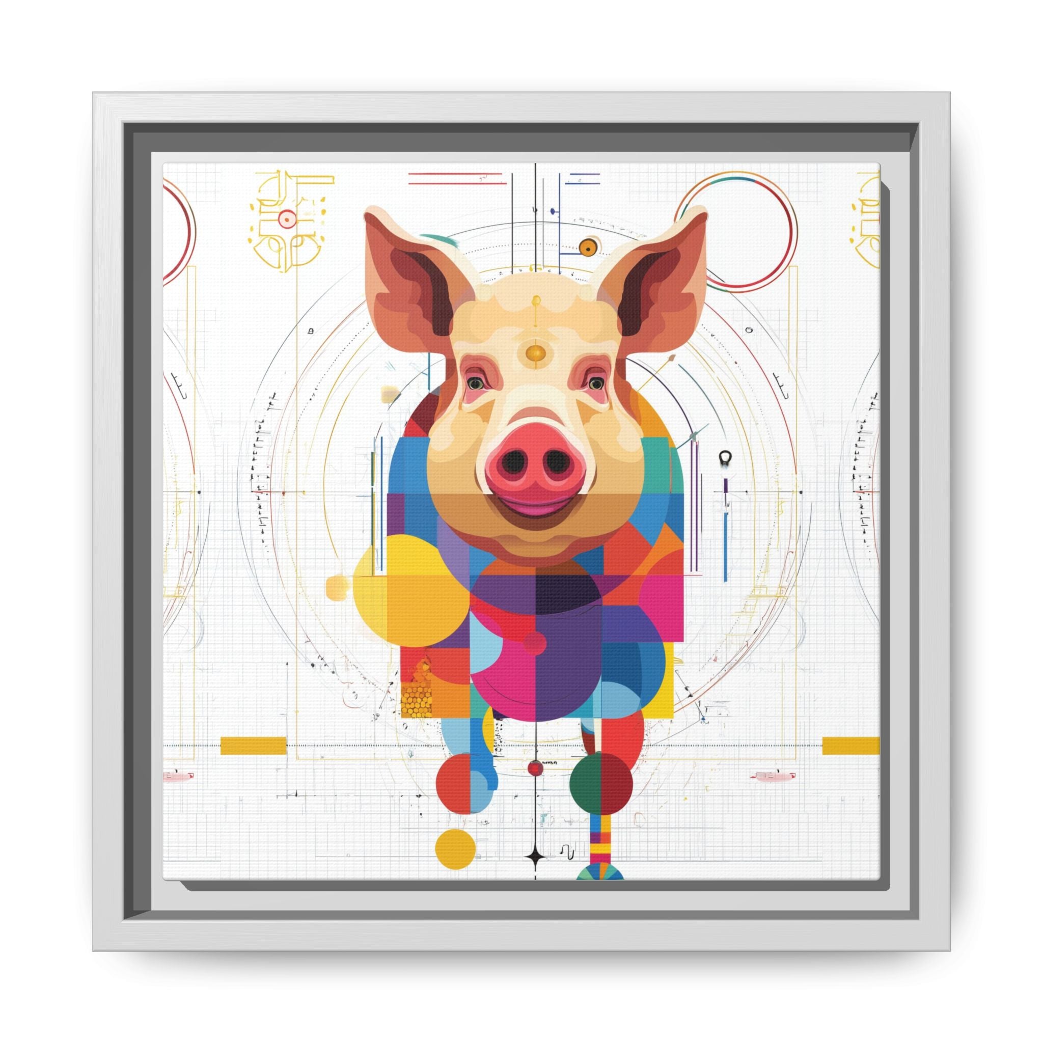Geometric Pig: Digital Cubist Portrait, Mathematical Animal Abstraction   |    Custom Orders Available