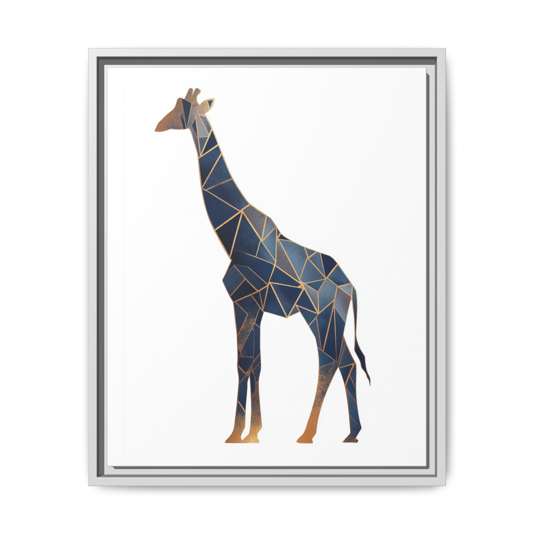 Geometric Giraffe Framed Print : Faceted Blue Mosaic, Modern Wildlife Art   |  Personalized & Custom Orders Available