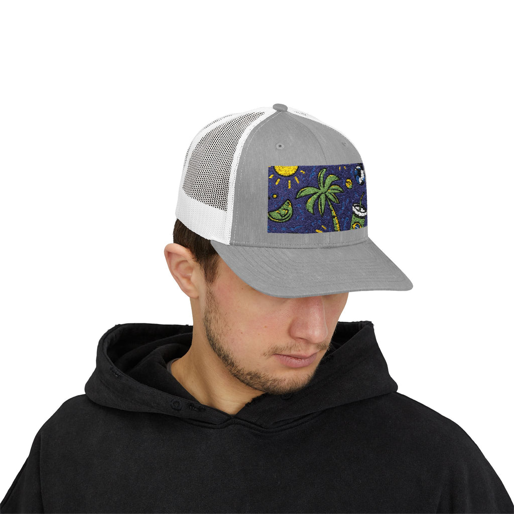 Tropical Vibes Snapback Trucker Cap, Fun Summer Hat, Beach Accessory, Gift for Him/Her, Outdoor Festival Headwear