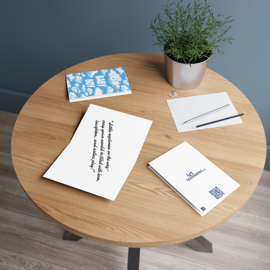 Baby Boy Cloud Greeting Card — Newborn Announcement & Shower Card