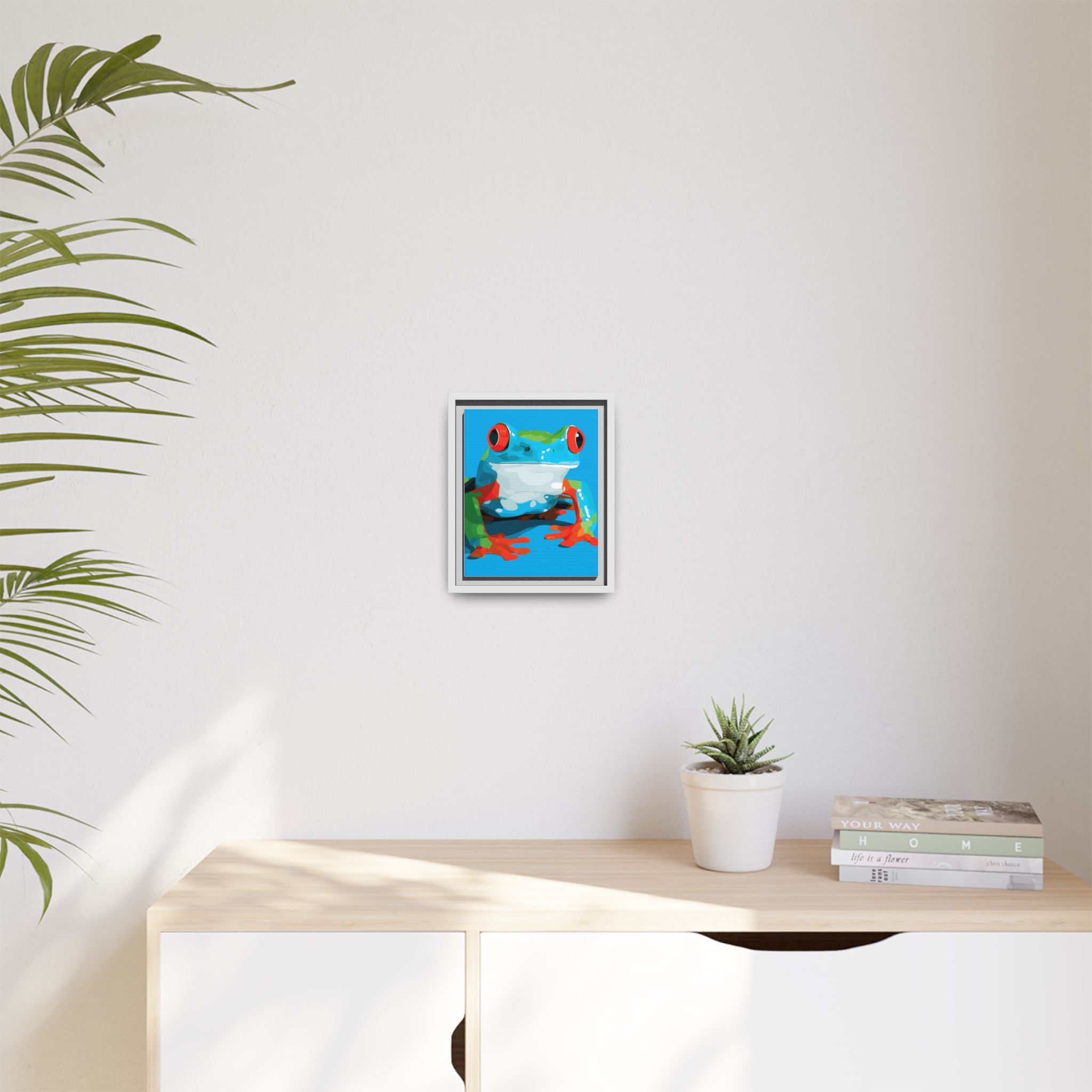 Red-Eyed Green Tree Frog Framed Print : Graphic Design, Pop Art Amphibian Portrait   |  Personalized & Custom Orders Available
