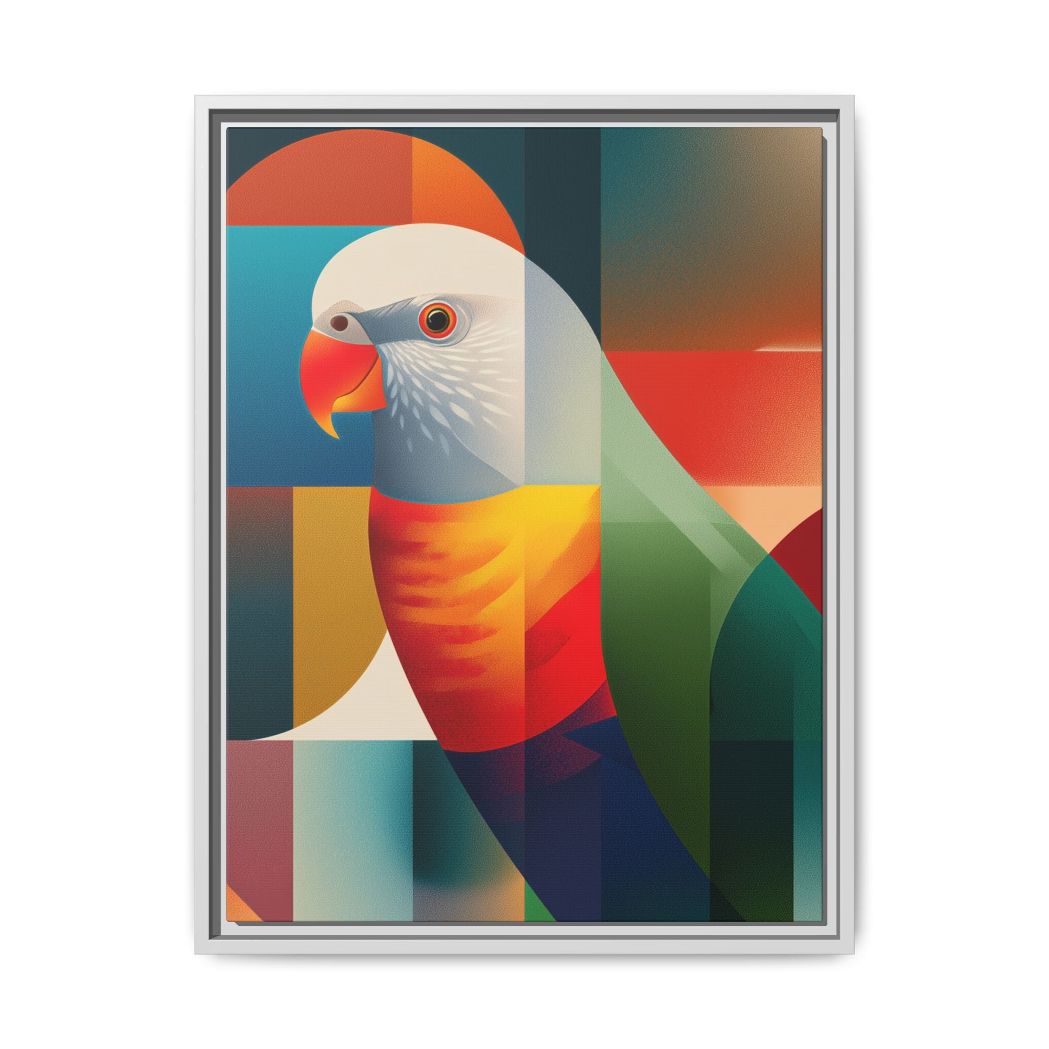Cubist Parrot Mosaic: Geometric Digital Portrait, Vibrant Abstract Rendering   |  Personalized & Custom Orders Available