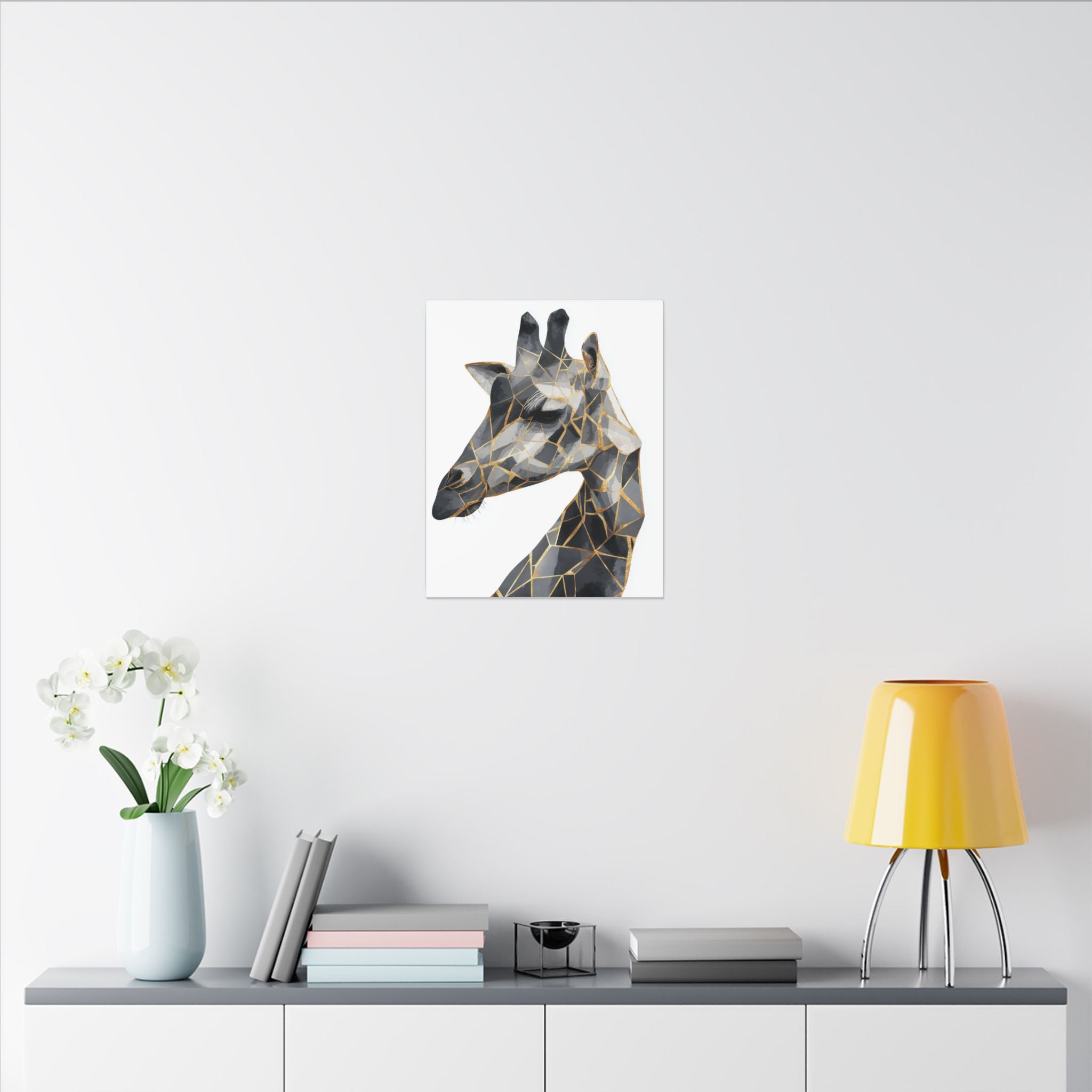Geometric Giraffe: Modern Mosaic Art, Angular Wildlife Portrait, Monochromatic Polygon Design   |  Personalized & Custom Orders Available