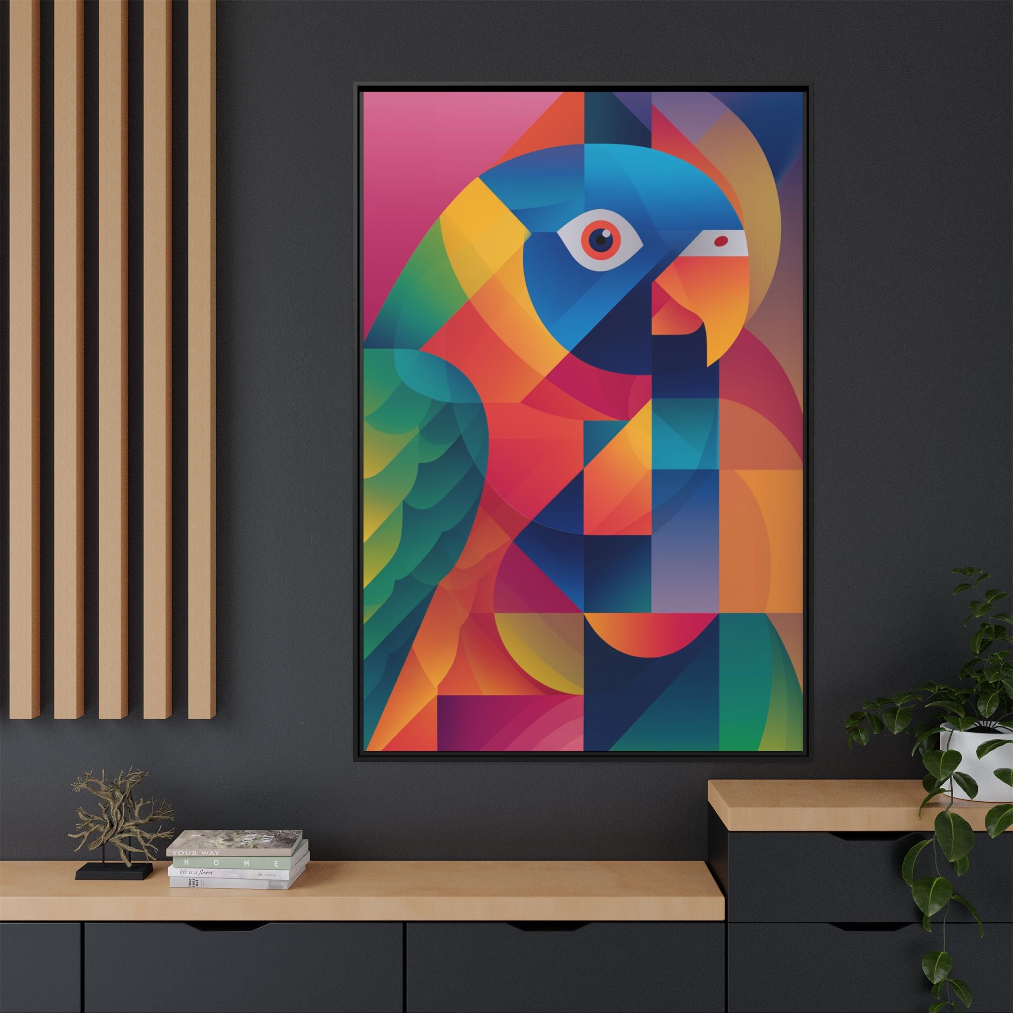 Cubist Parrot Prisma: Geometric Bird Design, Modern Angular Art   |    Custom Orders Available