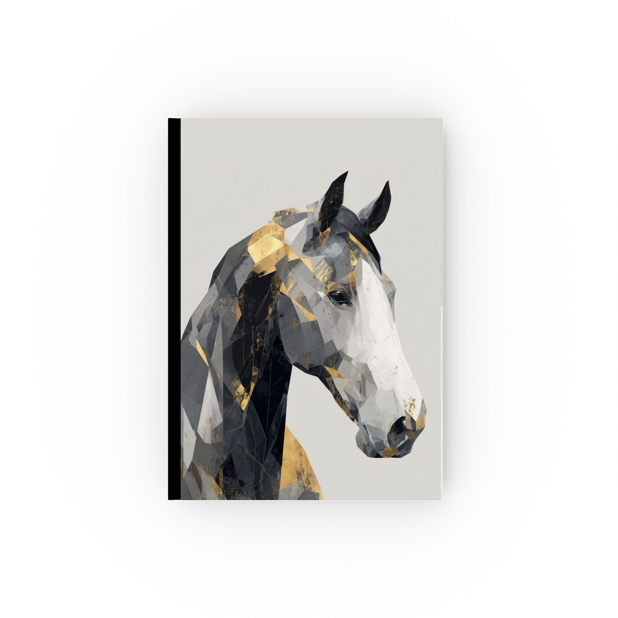 Personalized Gold Accented Horse Journal    |  Crystalline Equine: Geometric Horse Portrait, Metallic Angular Fragmentation, Abstract Art