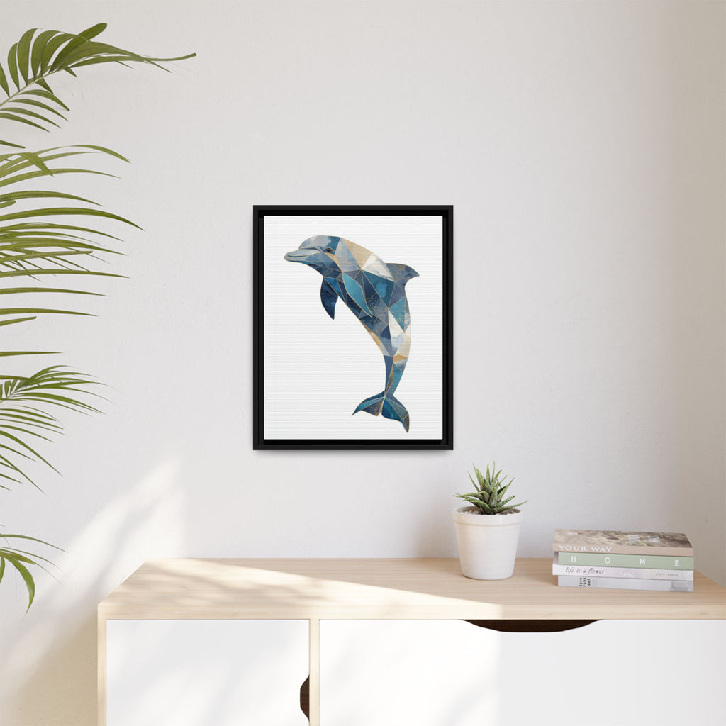 Geometric Dolphin Mosaic Framed Print , Contemporary Marine Art   |  Personalized & Custom Orders Available