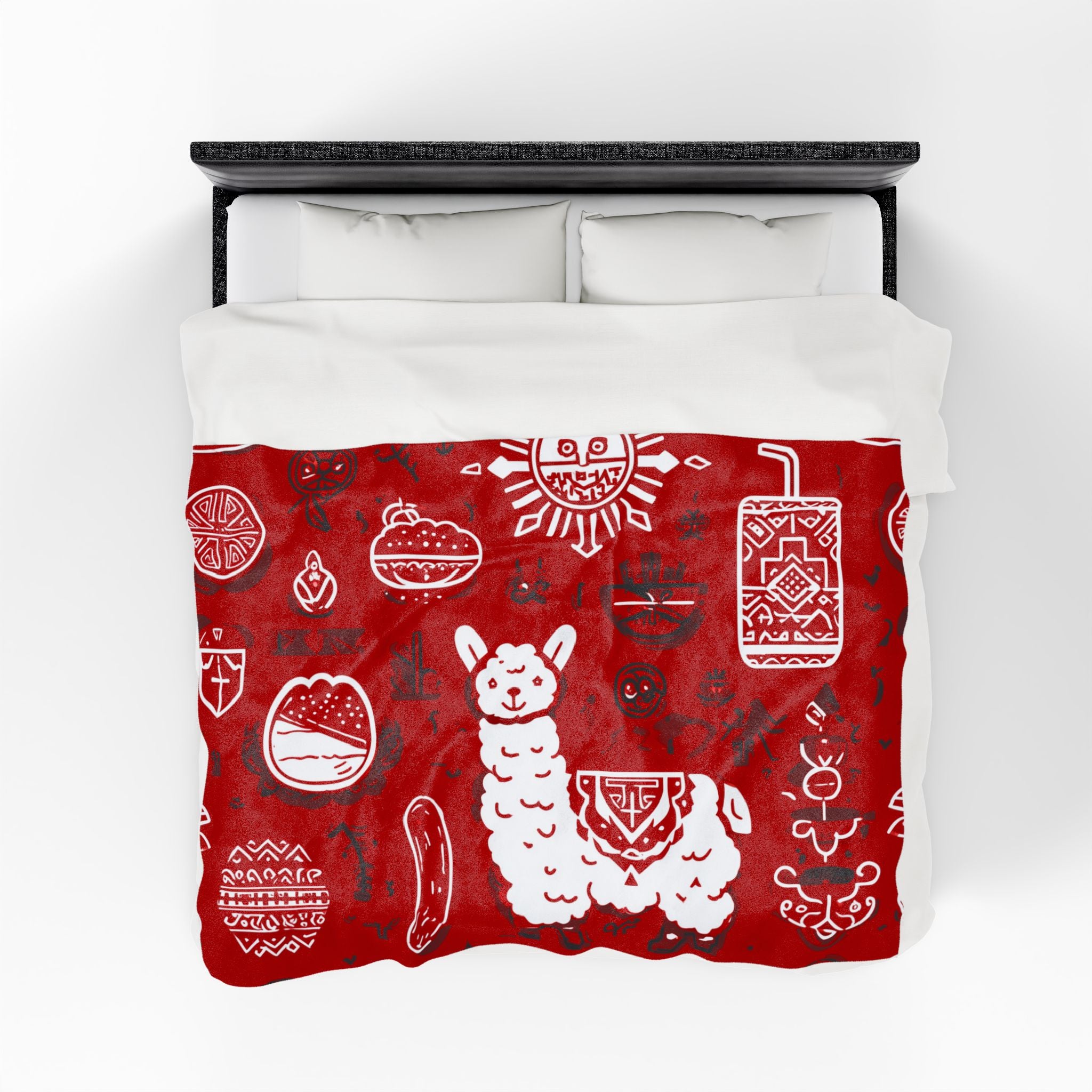 Colorful Llama Peruvian Cusco Plush Blanket, Cozy Home Decor, Unique Gift for Kids, Mexican Fiesta Theme, Perfect for Snuggling