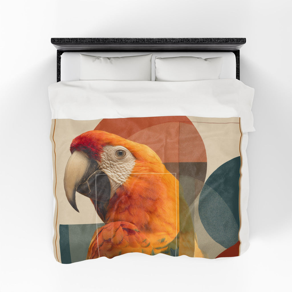 Plumage Decoded Quilt Cover, Doona Cover, Duvet : Macaw Geometric Portrait, Digital Nature Study   |    Custom Orders Available