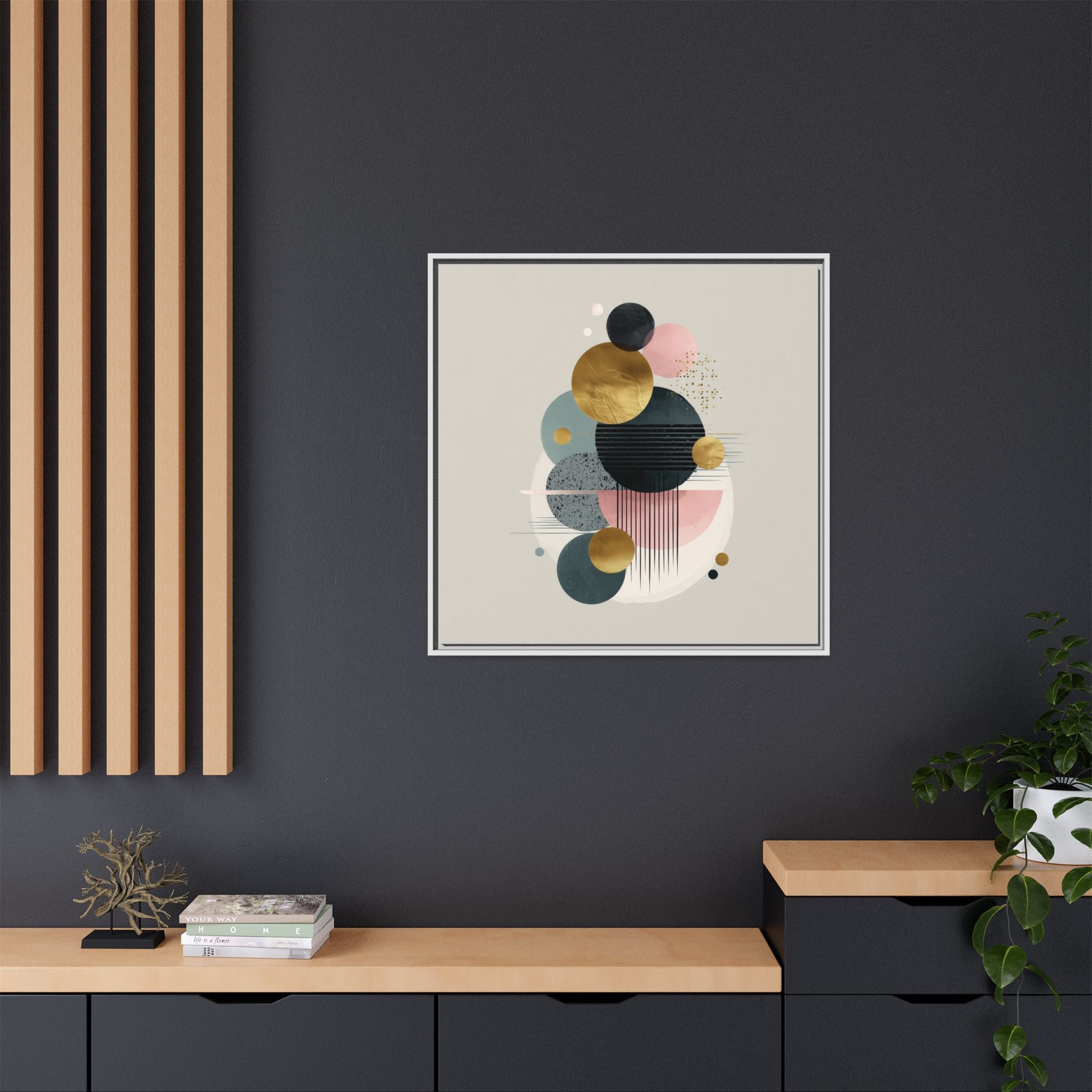 Geometric Harmony: Intersecting Circles, Mid-Century Modern Design, Abstract Metallic Composition   |   Custom Orders Accepted