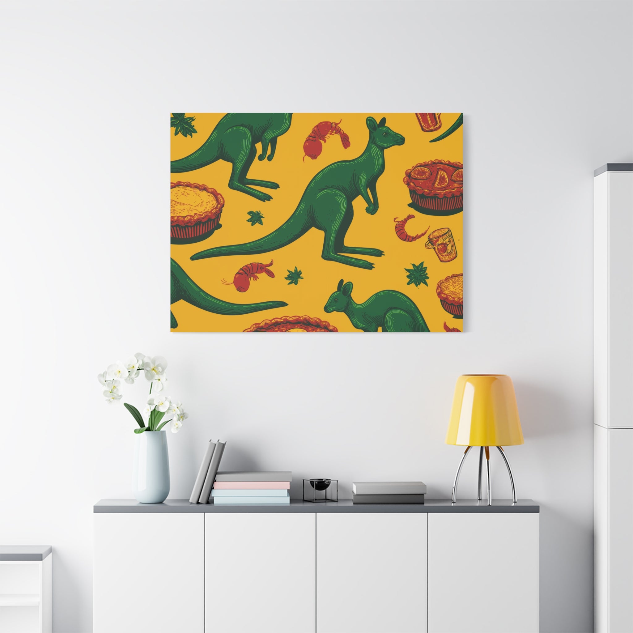 Kangaroo Canvas Wall Art, Vibrant Animal Decor, Unique Gift for Nature Lovers, Fun Kitchen Wall Hanging, Australian Themed Art