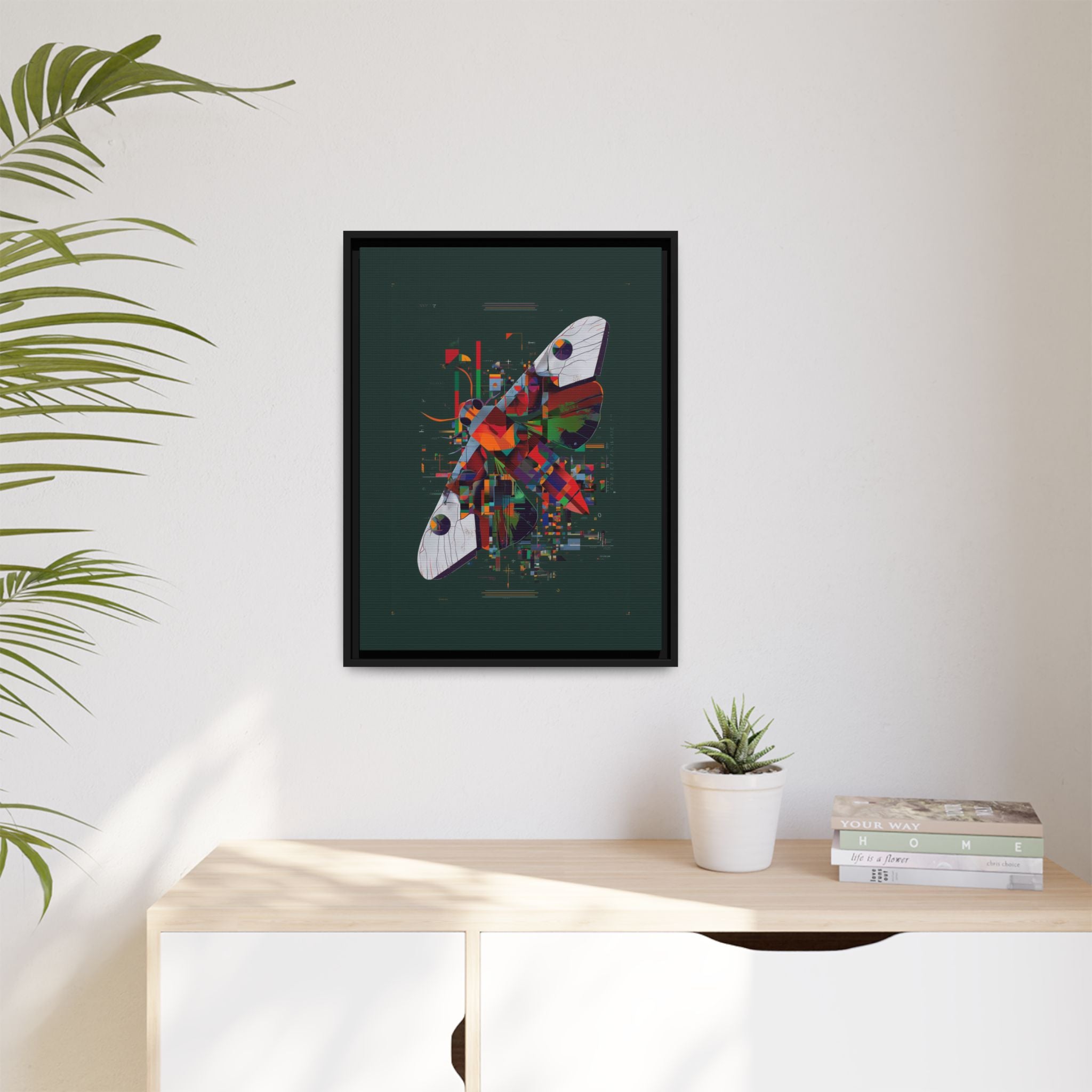 Digital Metamorphosis Framed Print: Geometric Butterfly Abstrac, Cubist Technological   |  Personalized & Custom Orders Available