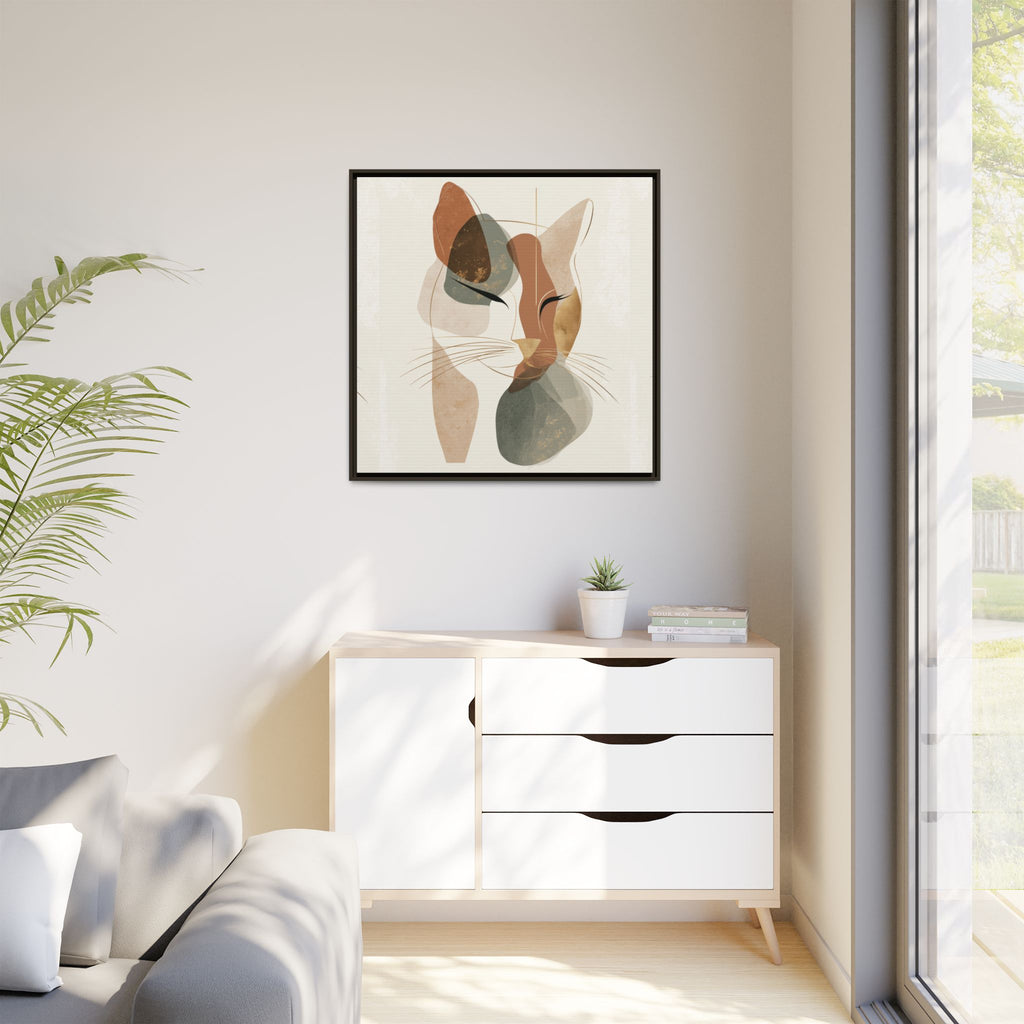 Feline Geometry: Abstract Cat Portrait, Minimalist Earth Tones   |  Personalized & Custom Orders Available