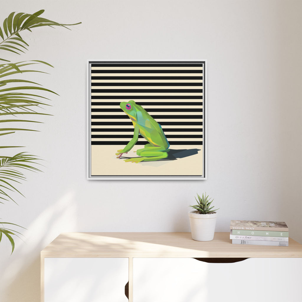 Stylized Frog Portrait Framed Print , Minimalist Pop Art Design   |  Personalized & Custom Orders Available