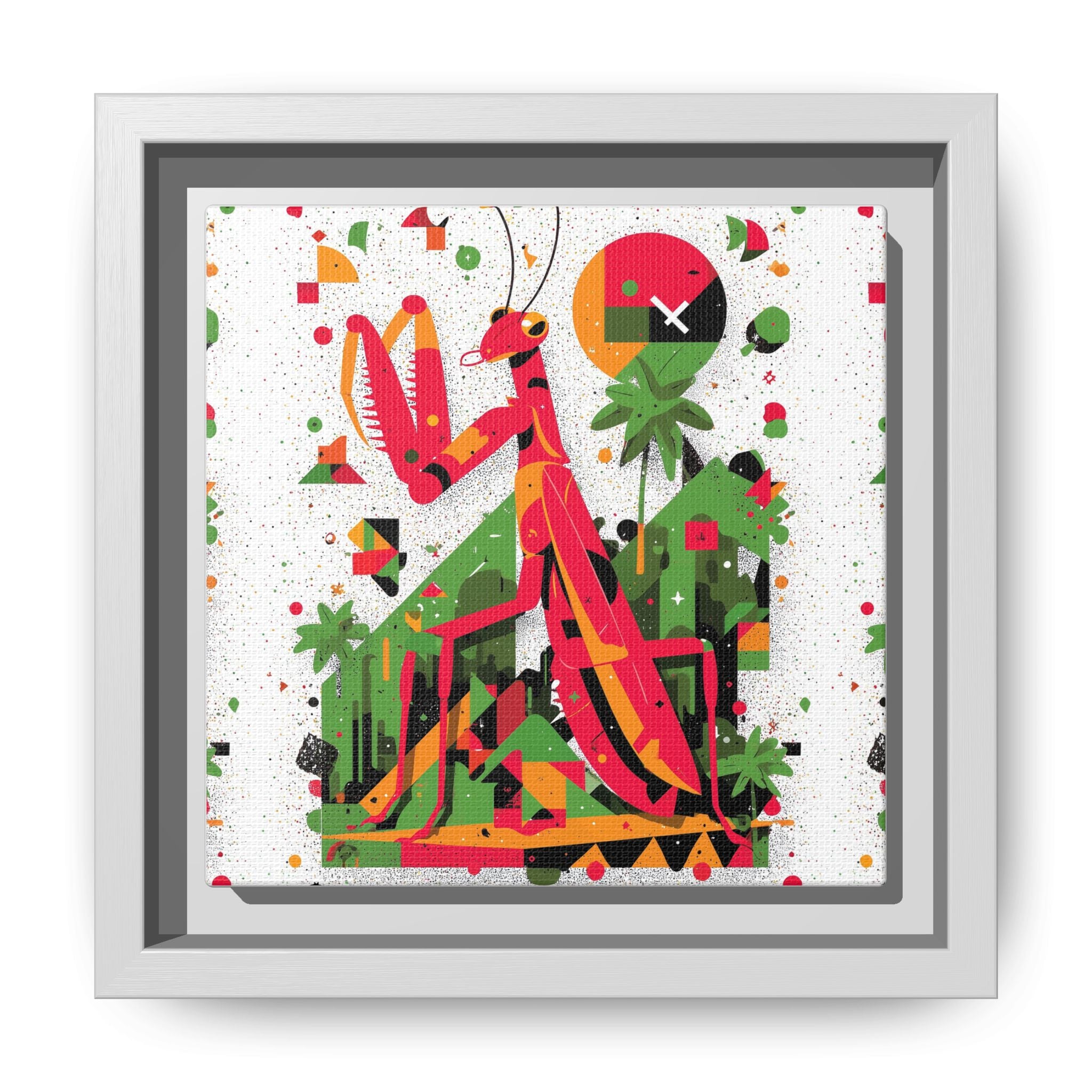 Praying Mantis in Bloom: Geometric Insect Portrait, Abstract Digital Illustration   |    Custom Orders Available