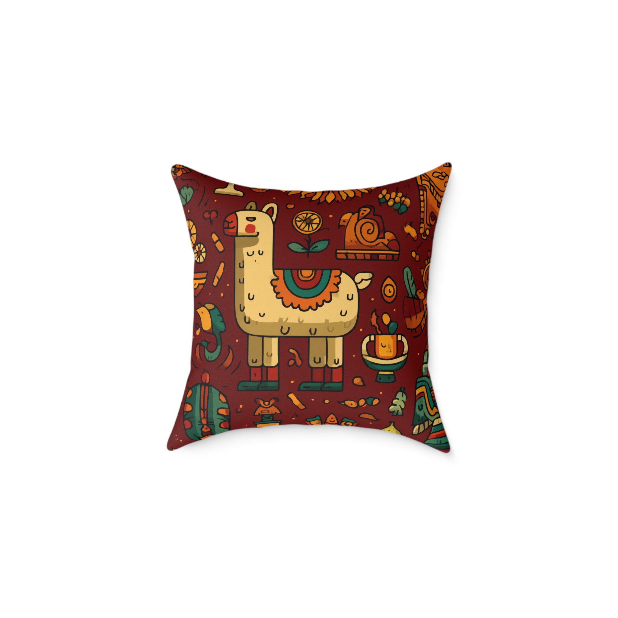 Colorful Llama Pillow, Boho Decor, Cute Animal Cushion, Fun Home Accent, Gift for Kids, Birthday or Housewarming, Peruvian Incan Art