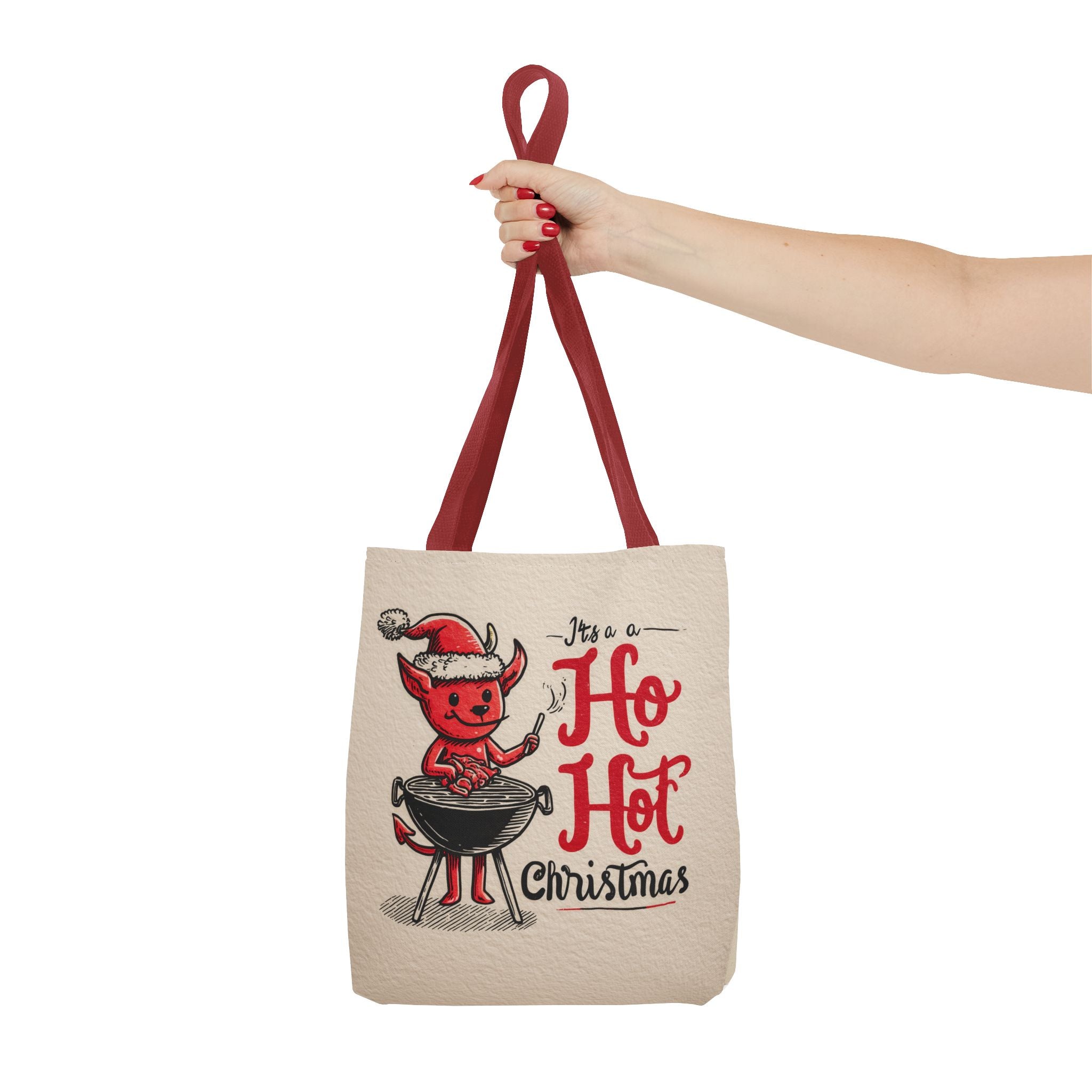 Hot Christmas Tote Bag, Festive Gift Bag, Holiday Shopping Tote, BBQ Lover's Tote, Fun Winter Accessory