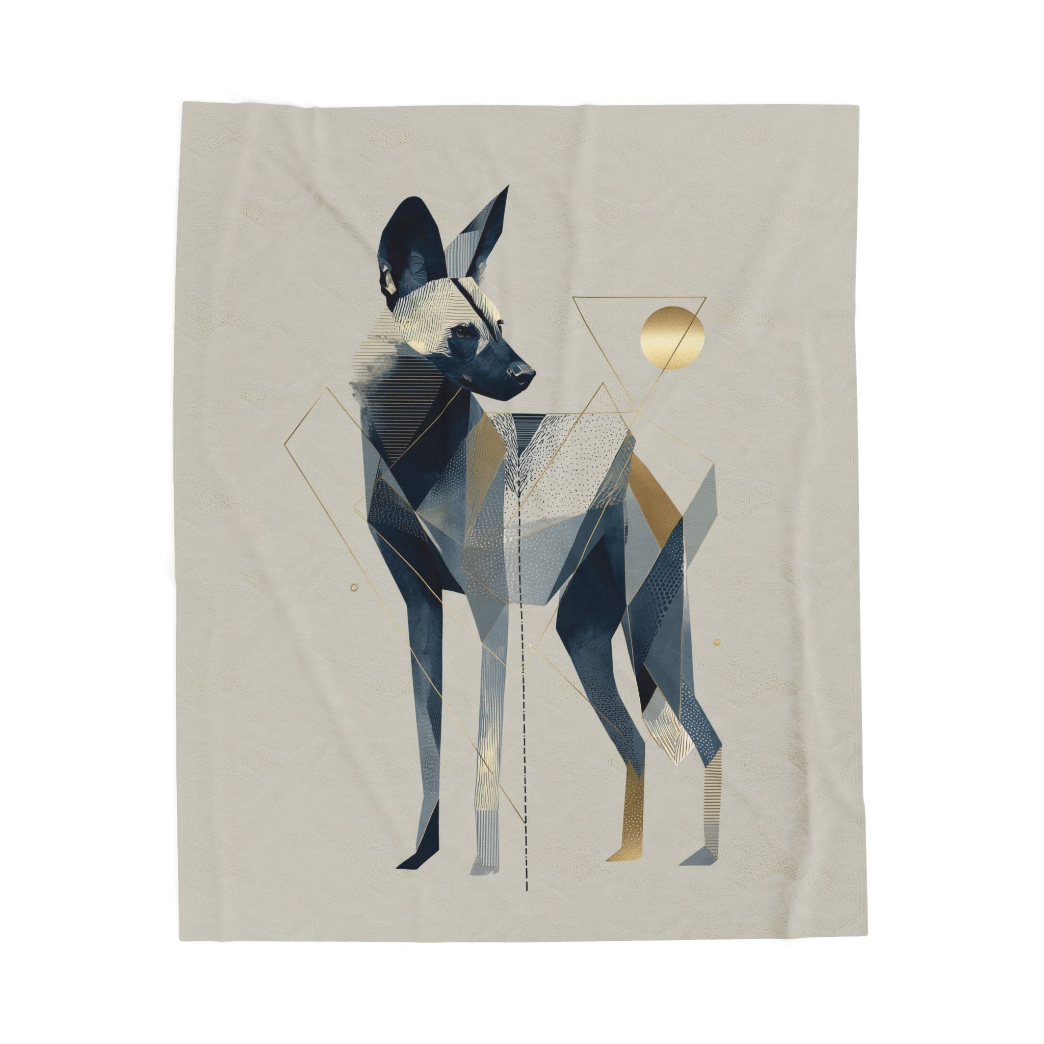 Velveteen Plush Blanket, Geometric Hyena Quilt Cover, Soft Cozy Throw, Animal Lover Gift, Bedding Decor, Home Accessory
