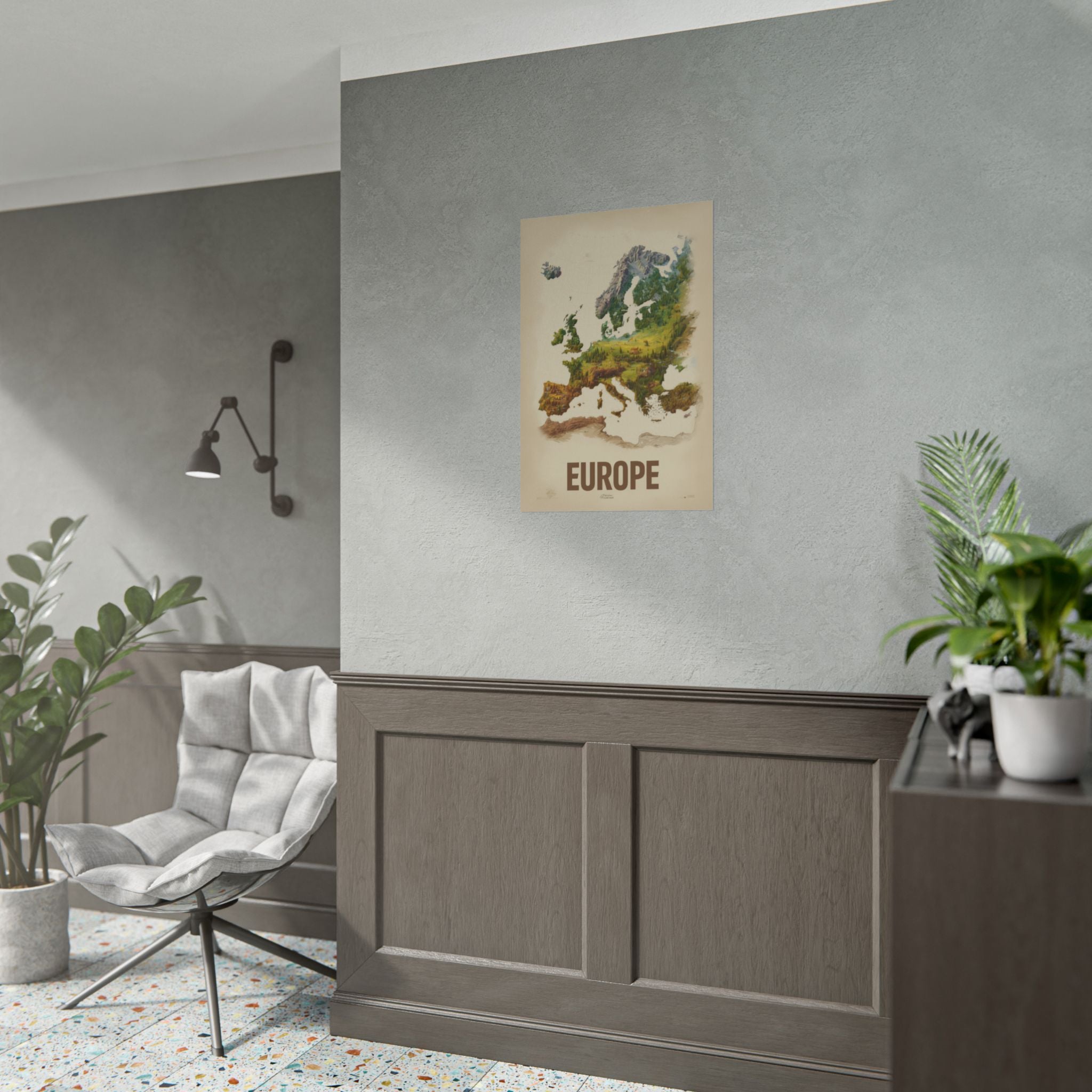 Europe Map Poster — Vintage Nature Scenic Travel Wall Art (Rolled Poster)