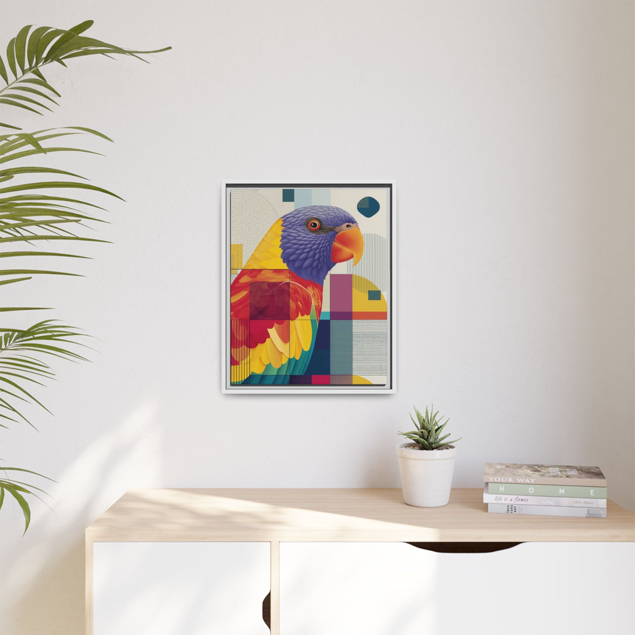 Geometric Parrot: Abstract Wildlife Art, Modern Color Block Design   |  Personalized & Custom Orders Available