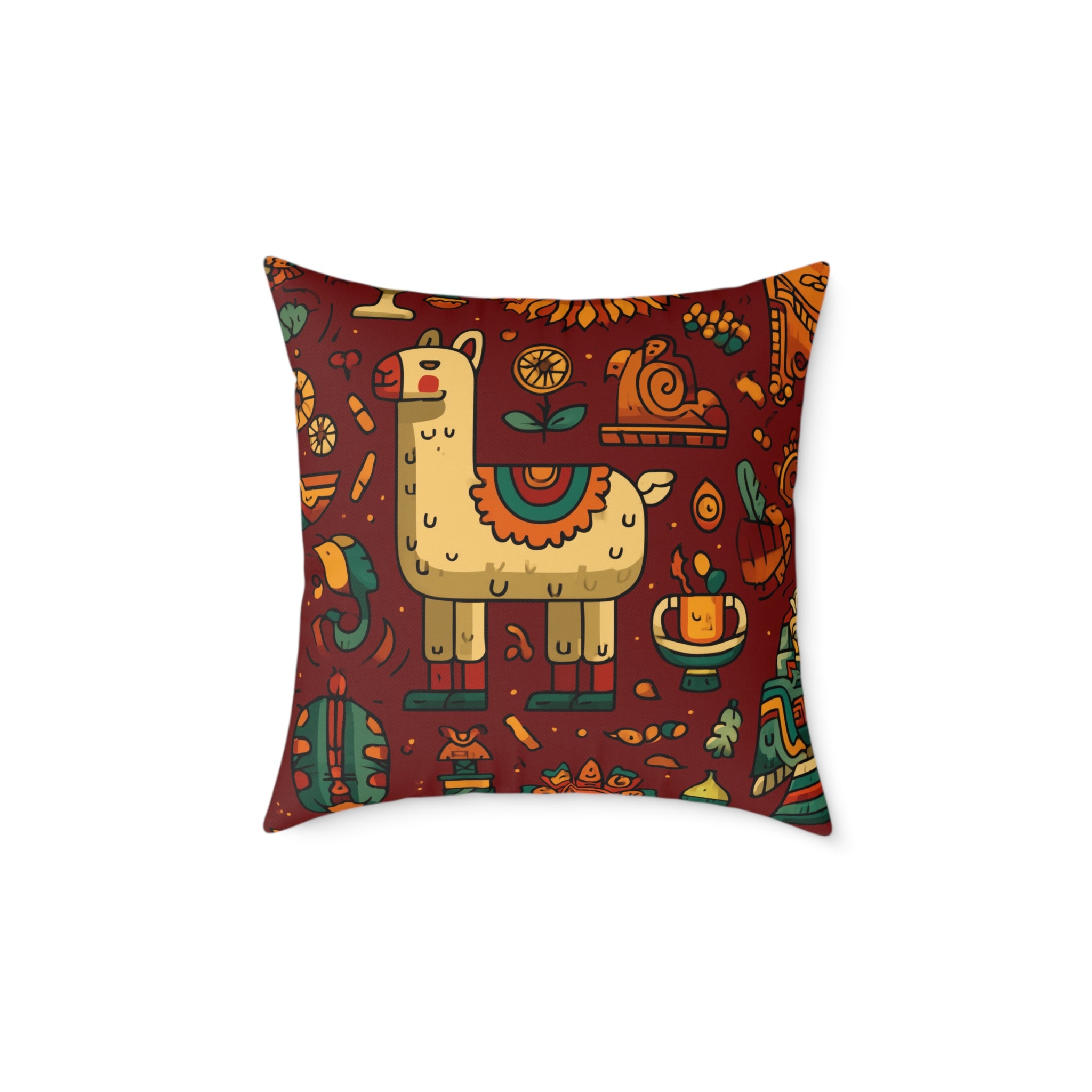 Colorful Llama Pillow, Boho Decor, Cute Animal Cushion, Fun Home Accent, Gift for Kids, Birthday or Housewarming, Peruvian Incan Art