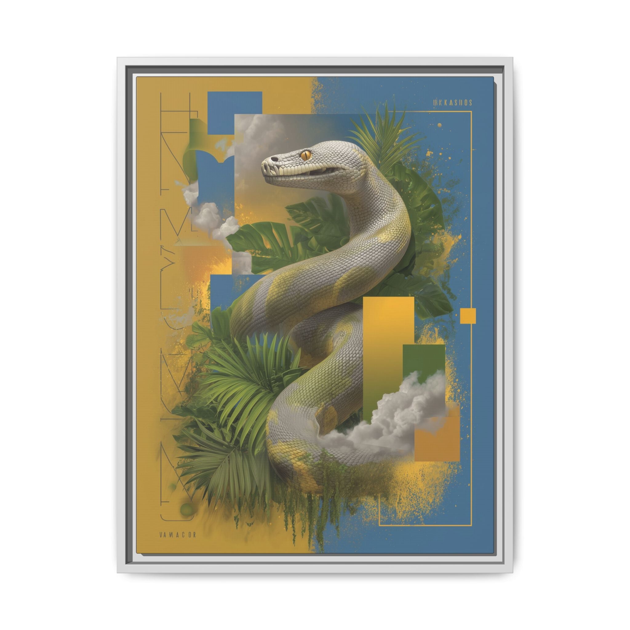Serpent's Geometry: Tropical Jungle Fusion, Digital Surrealist Composition   |  Personalized & Custom Orders Available