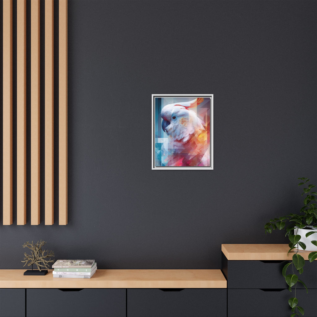 Fractured Cockatoo Framed Print: Geometric Wildlife Art, Low-Poly Digital Illustration   |  Personalized & Custom Orders Available