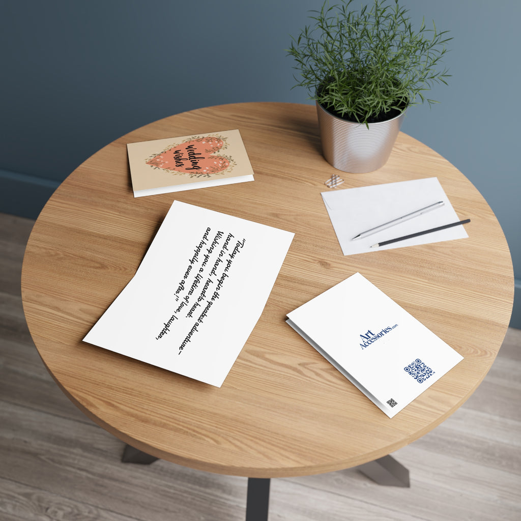 Wedding Wishes Greeting Card — Floral Heart Wedding Card for Newlyweds