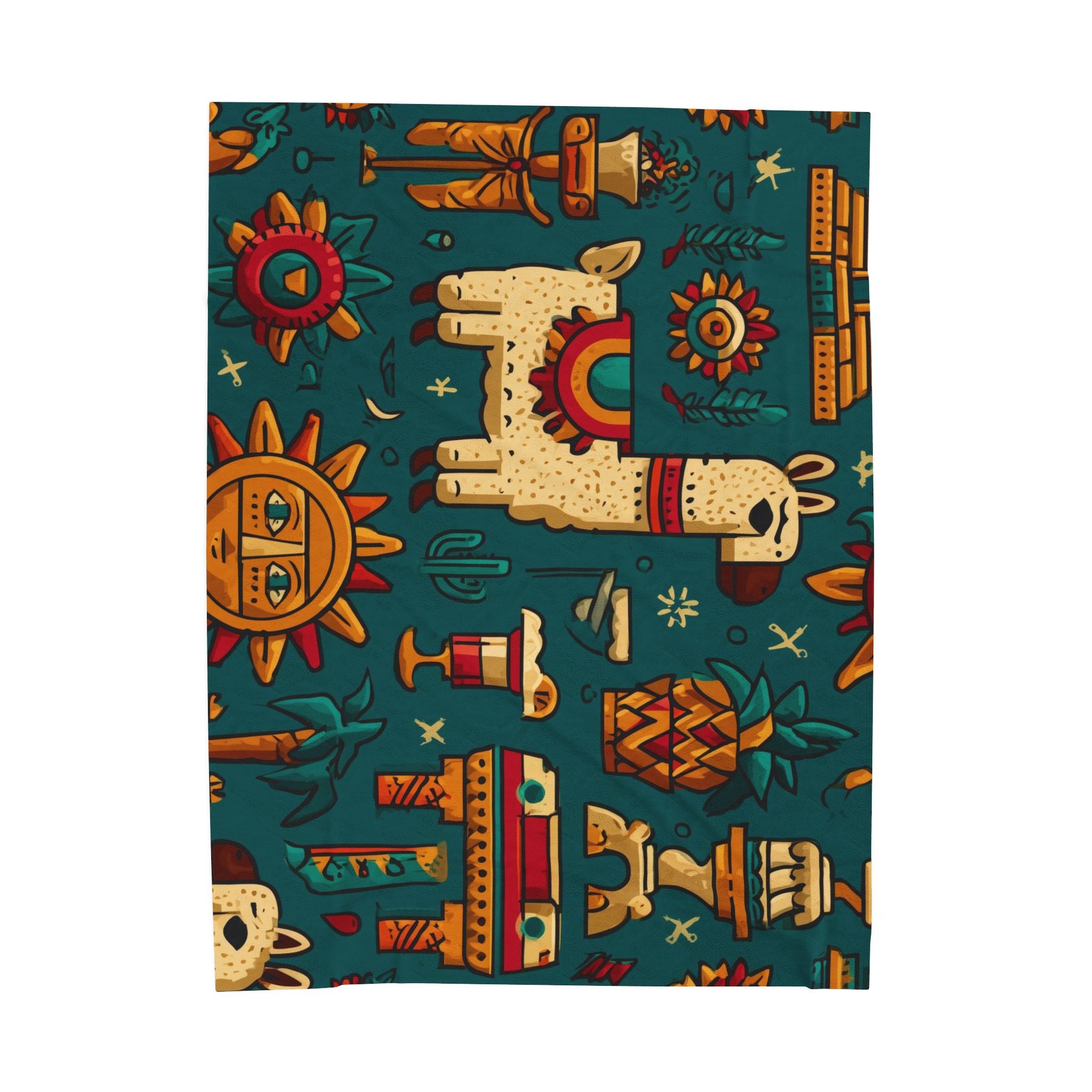 Mesoamerican Fiesta: Vibrant Southwestern Aztec Pattern, Flat Cartoon Style Seamless Design   |   Custom Orders Accepted