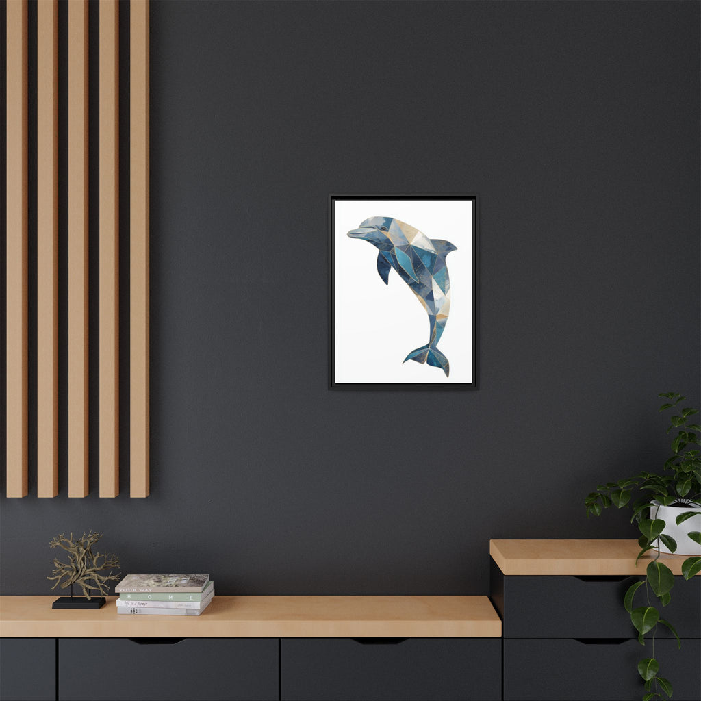 Geometric Dolphin Mosaic Framed Print , Contemporary Marine Art   |  Personalized & Custom Orders Available