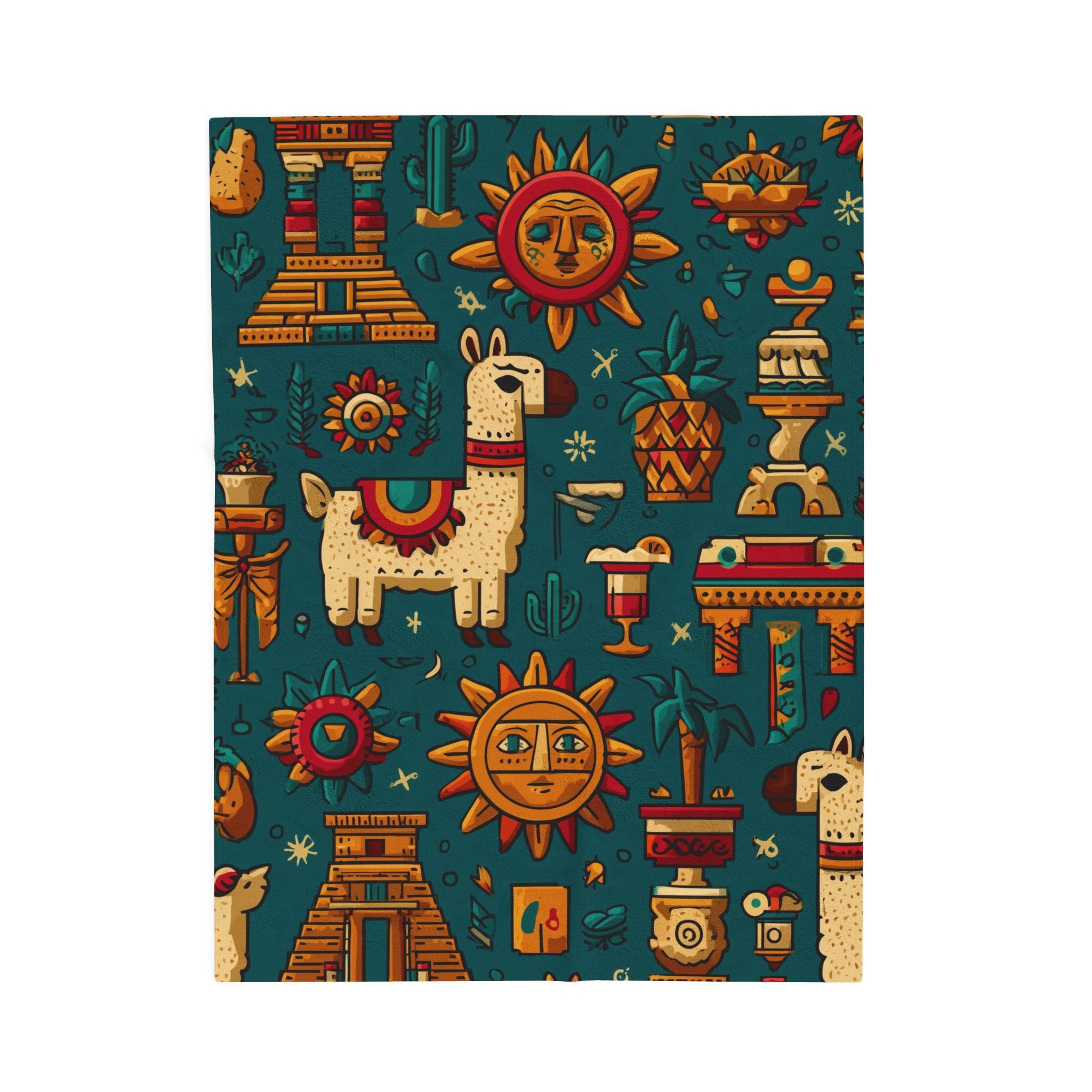 Mesoamerican Fiesta: Vibrant Southwestern Aztec Pattern, Flat Cartoon Style Seamless Design   |   Custom Orders Accepted