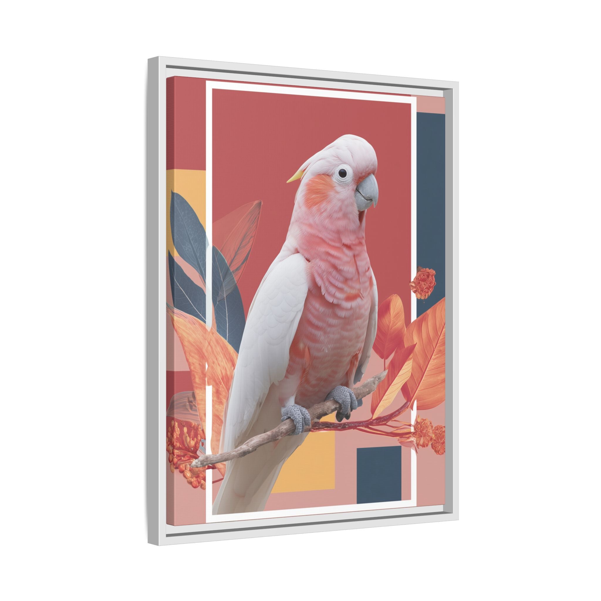 Framed Print: Cockatoo in Contemporary Geometric Style, Modern Avian Art Collection   |  Personalized & Custom Orders Available