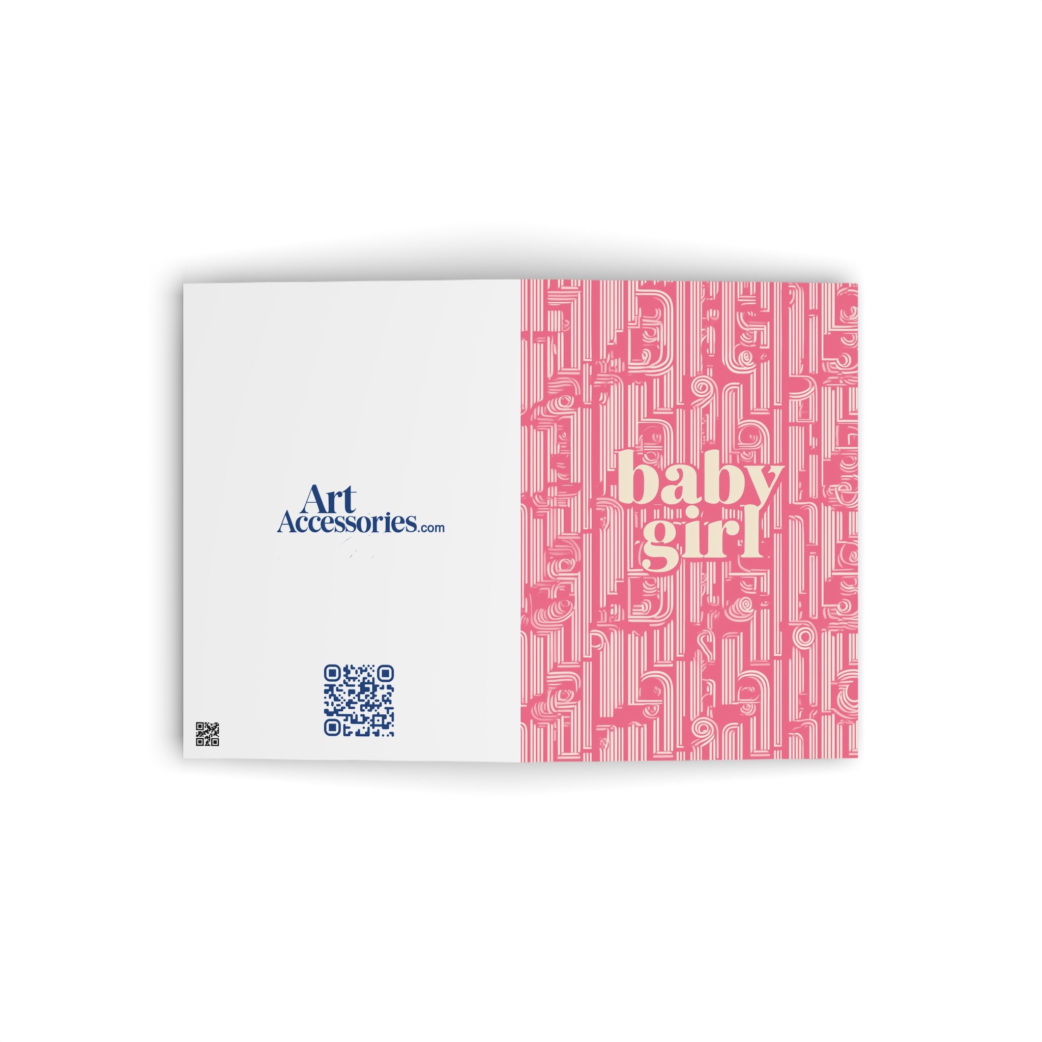 Baby Girl Greeting Card — Pink Retro Pattern Newborn Card