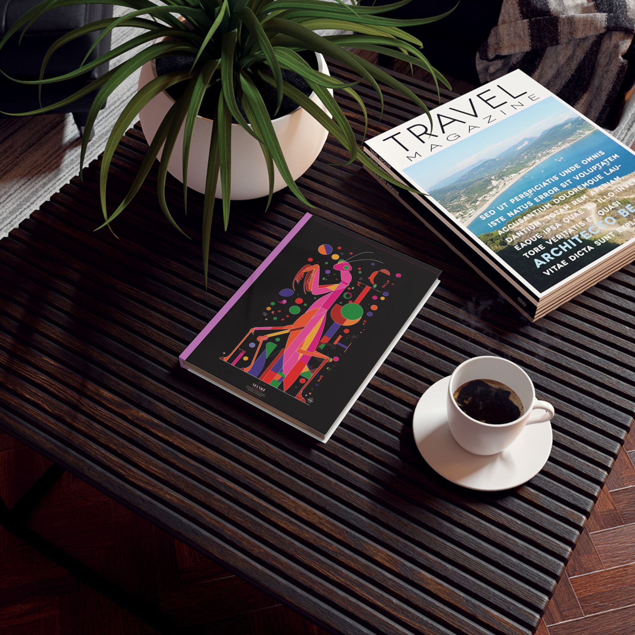 Personalized Geometric Praying Mantis Journal: Vibrant Digital Art, Minimalist Design Personalized Journal   |    Custom Orders Accepted